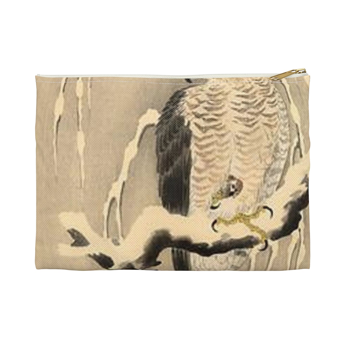 Koson - goshawk-on-snowy-branch, Ohara Koson Large Organizer Pouch with Black Zipper