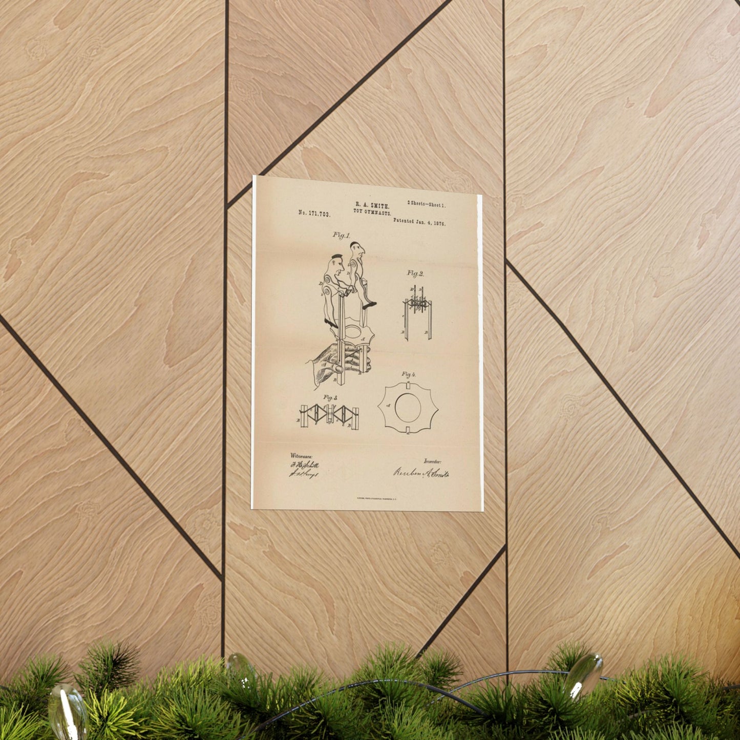 Patent drawing - for a Toy Gymnast Public domain  image High Quality Matte Wall Art Poster for Home, Office, Classroom