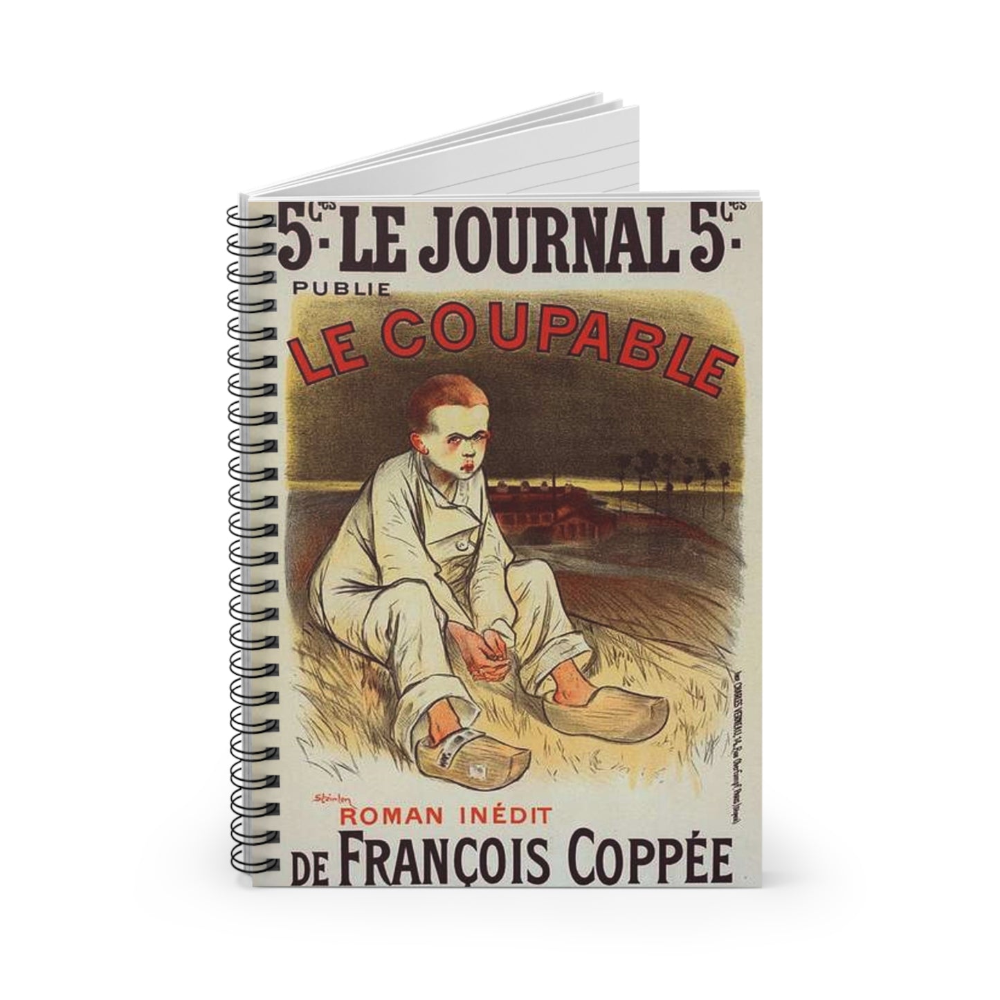 Affiche pour le roman "le Coupable", de François Coppée, publié dans le Journal. Spiral Bound Ruled Notebook with Printed Cover