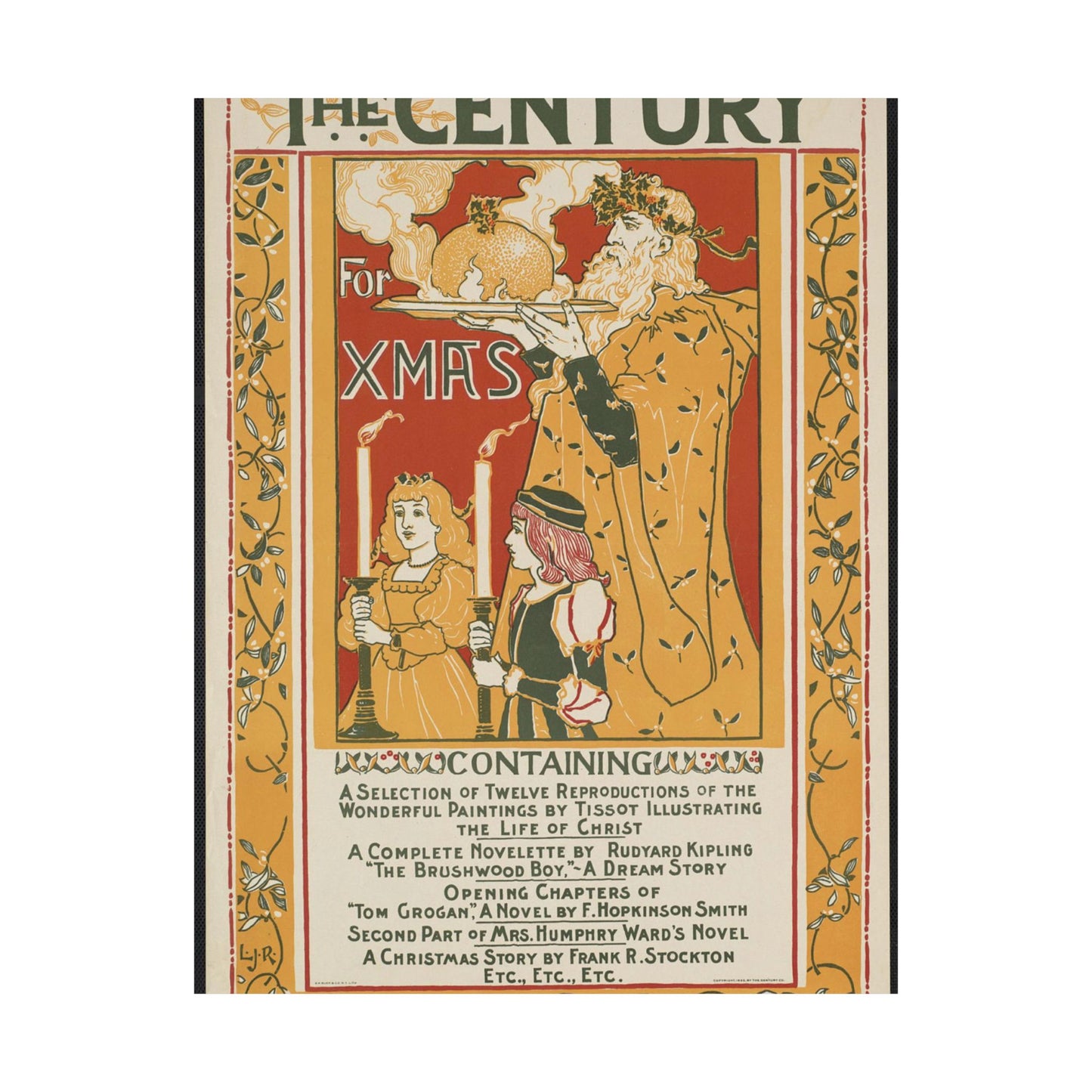 Louis Rhead - The century for Xmas, Art Nouveau poster High Quality Matte Wall Art Poster for Home, Office, Classroom