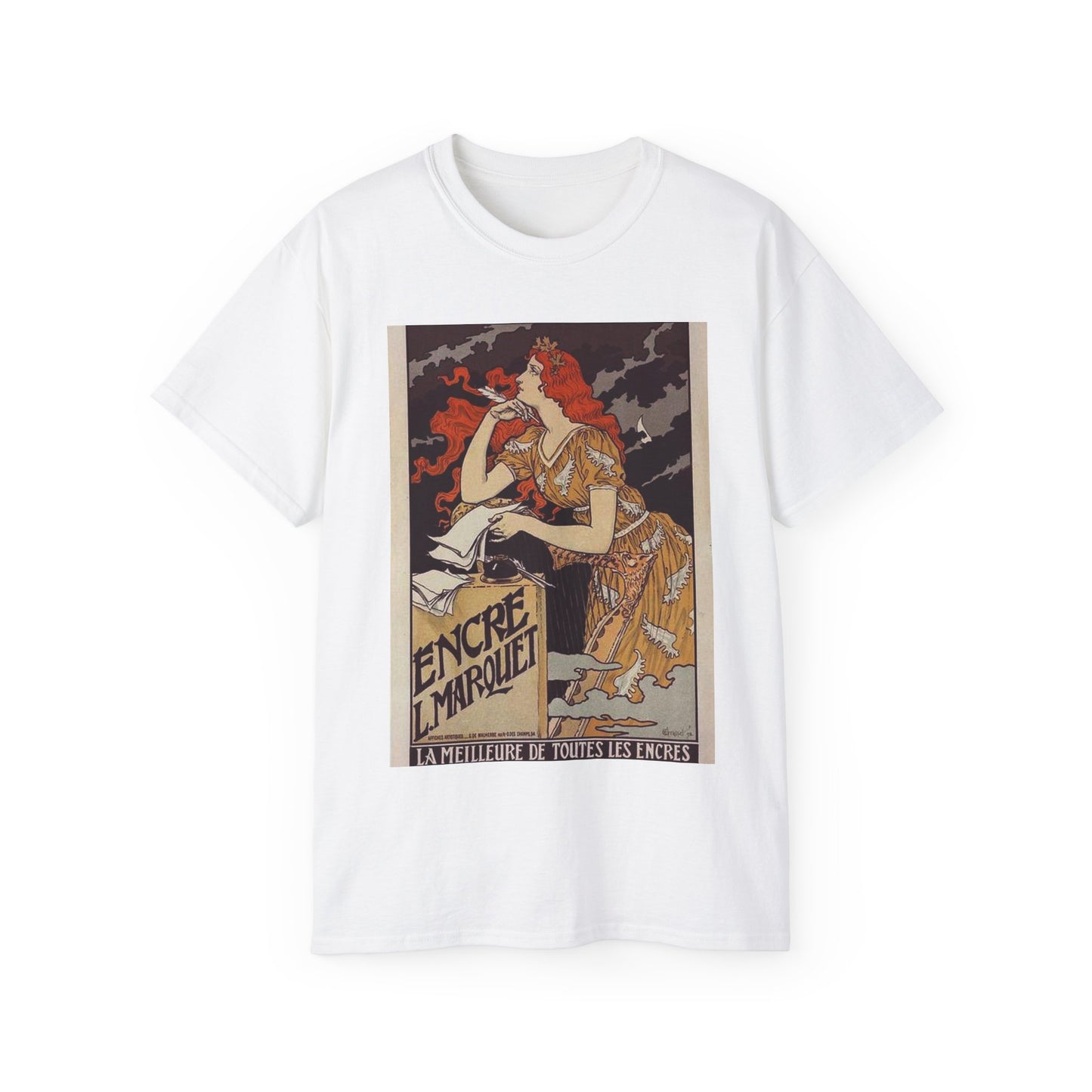 Affiche pour l' "Encre Marquet". White T-Shirt Gildan 2000 Cotton Unisex