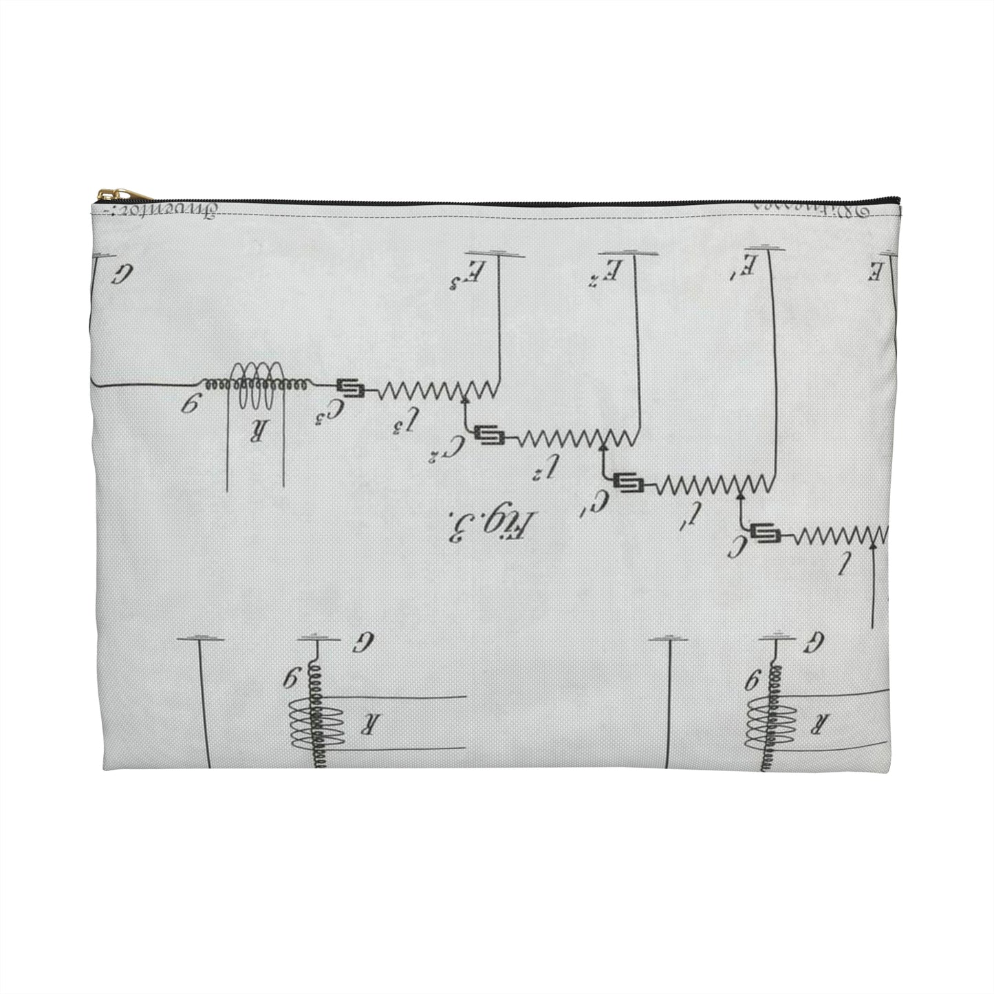 Patent drawing - for G. Marconi's Wireless Telegraphy Public domain  image Large Organizer Pouch with Black Zipper