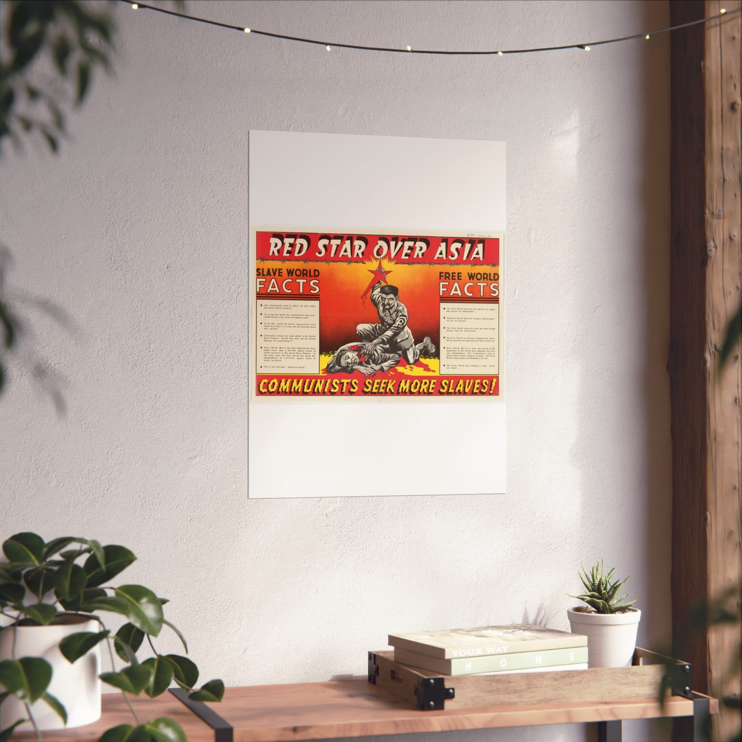 Red Star Over Asia PO-24-E, United States information service propaganda High Quality Matte Wall Art Poster for Home, Office, Classroom