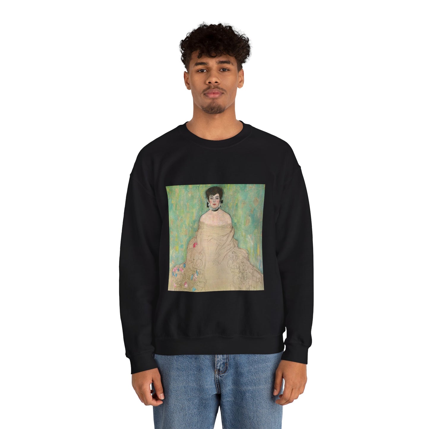 Gustav Klimt - Portrait of Amalie Zuckerkandl - Belvedere 7700 Black Heavy Blend Adult Crew Neck SweatShirt