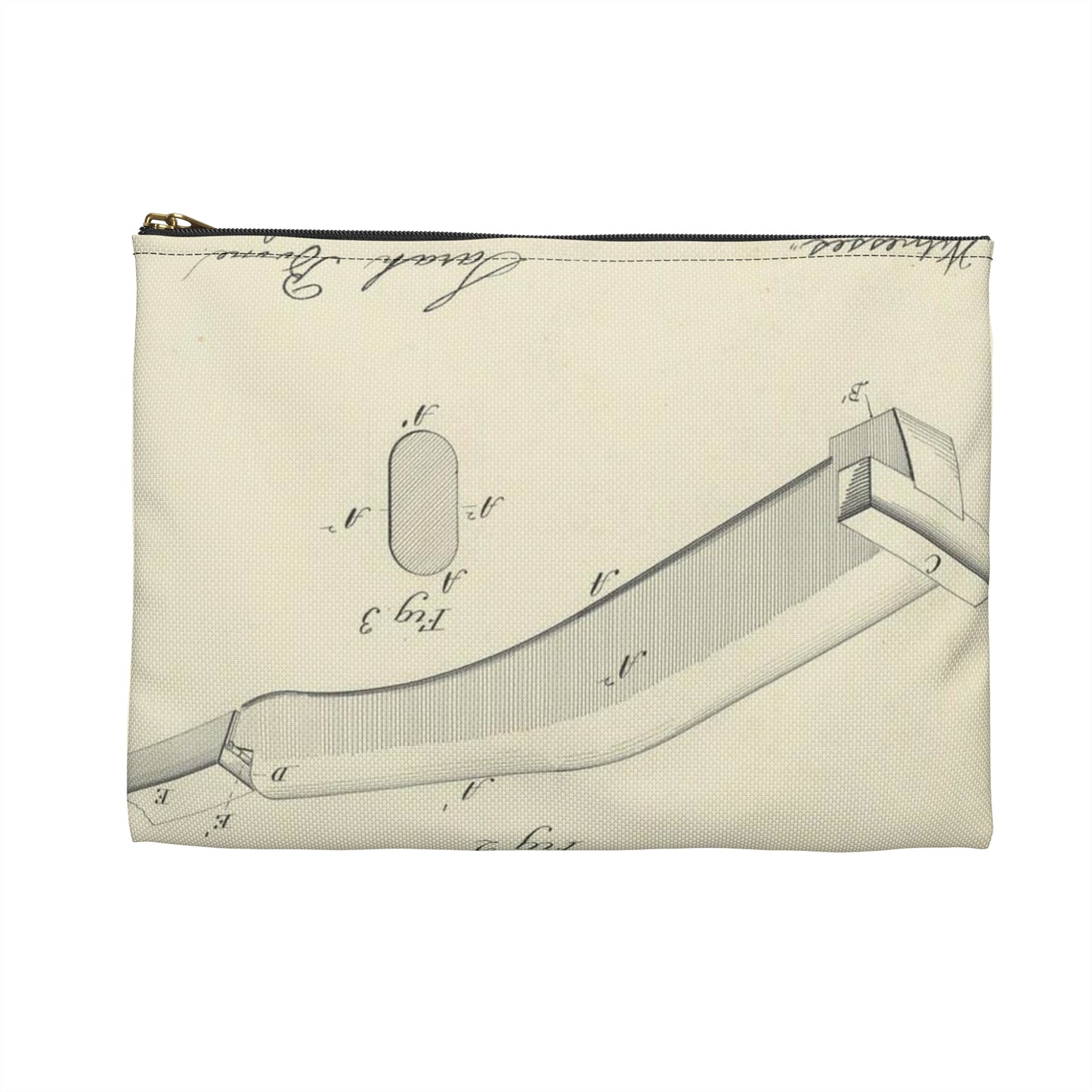 Patent drawing - for S. Boone's Ironing Board Public domain  image Large Organizer Pouch with Black Zipper