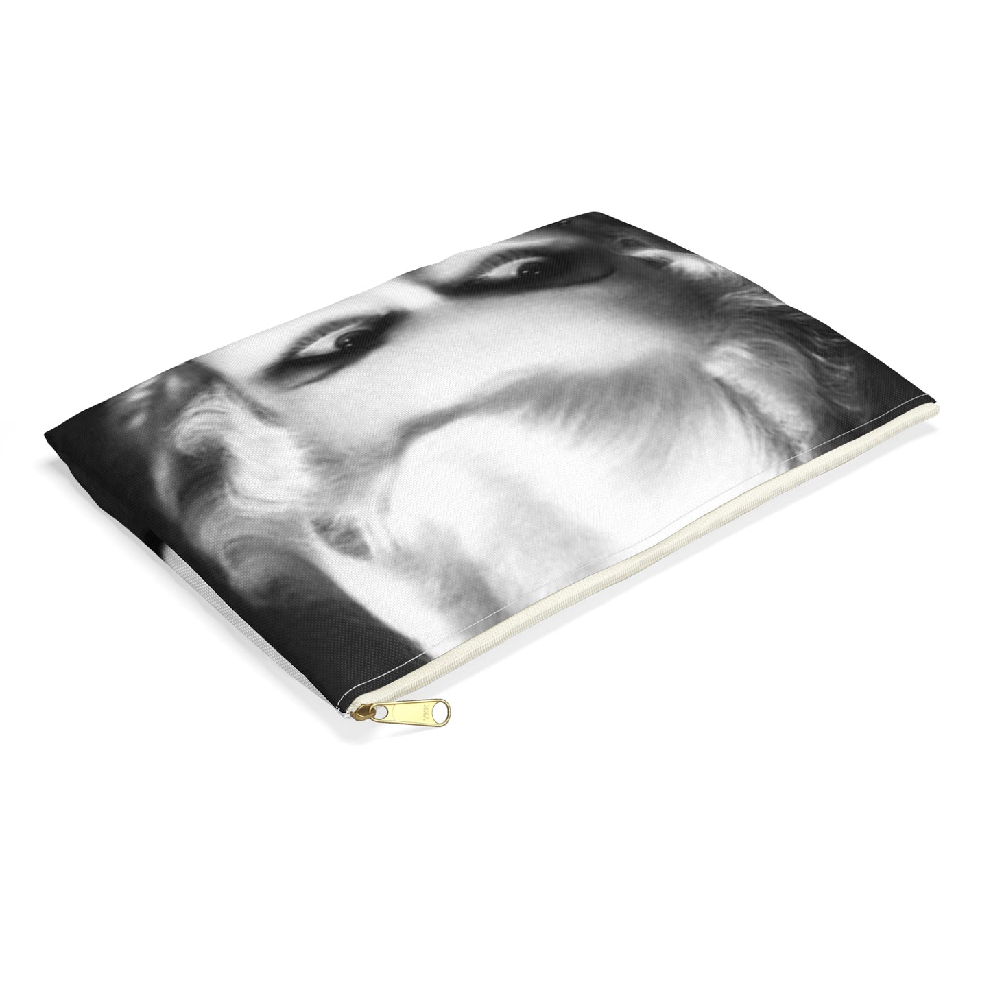 A black and white photo of a woman in a dress. Jean harlow actress film. Large Organizer Pouch with Black Zipper