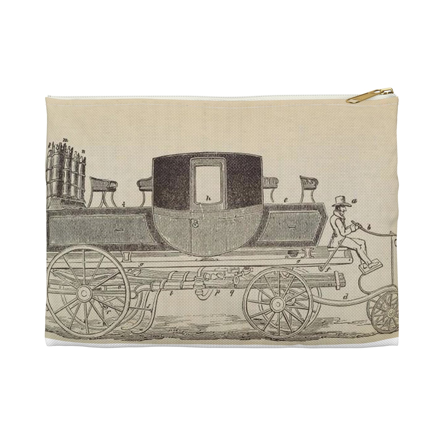 Patent Drawing of Engine - Patent steam carriage, by Mr. Goldsworthy Gurney, of Argyle Street, London, 1826 Public domain  image Large Organizer Pouch with Black Zipper