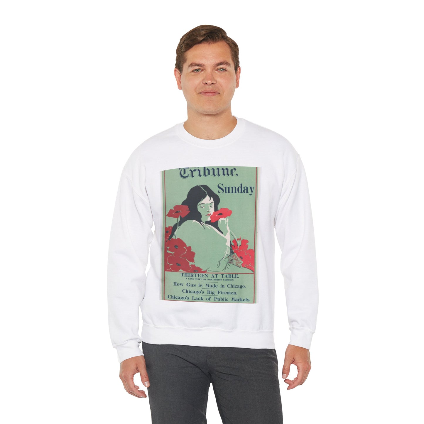 Poster - Tribune: Sunday, 19th century - Public domain lithograph White Heavy Blend Adult Crew Neck SweatShirt