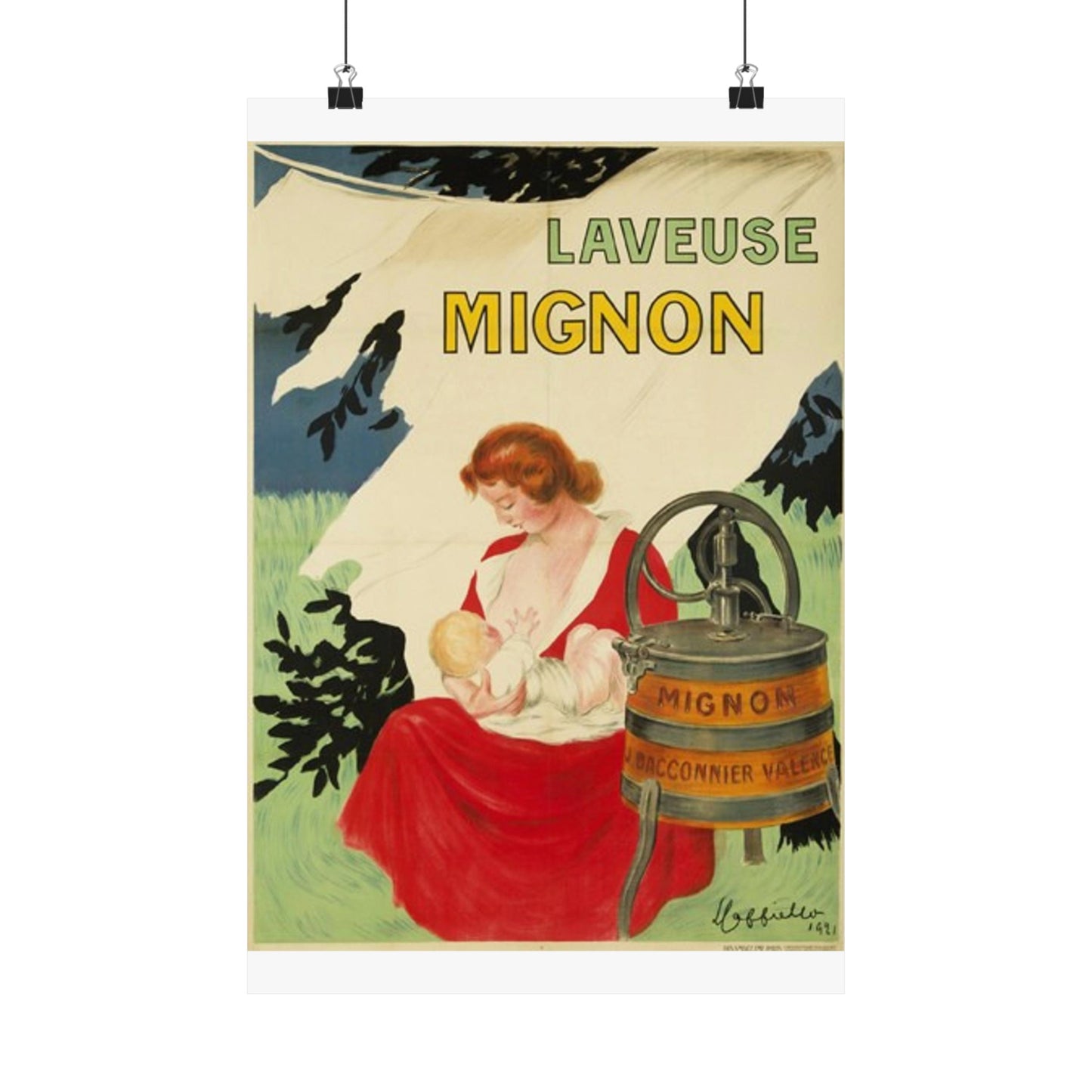 Affiche Laveuse Mignon - Art nouveau public domain image High Quality Matte Wall Art Poster for Home, Office, Classroom