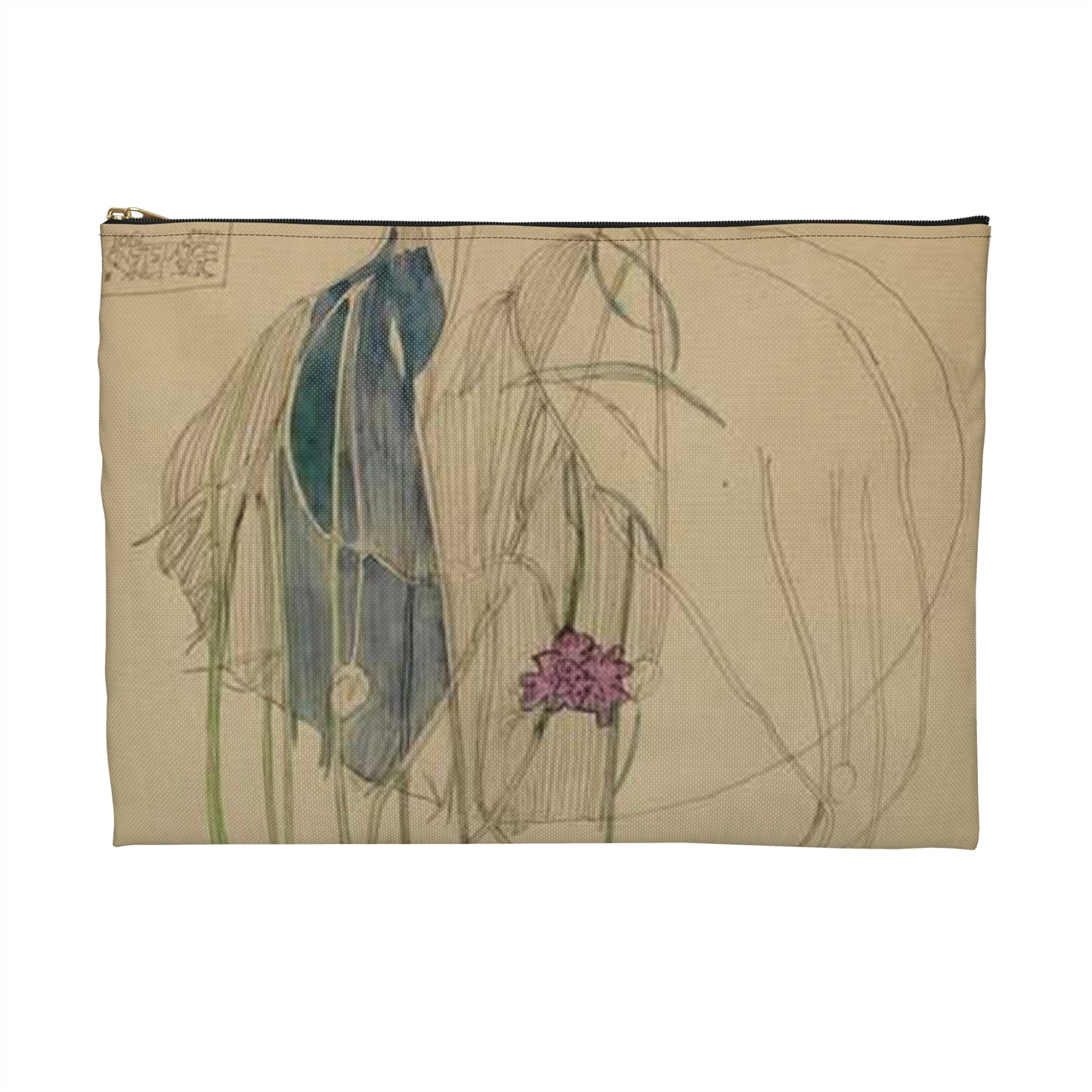 Sea Pink - Holy Island - Charles Rennie Mackintosh - 1901 Large Organizer Pouch with Black Zipper