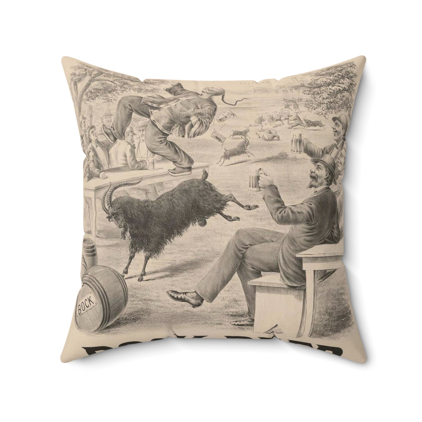 Bock beer - Print, Library of Congress collection Decorative Accent Square Pillow