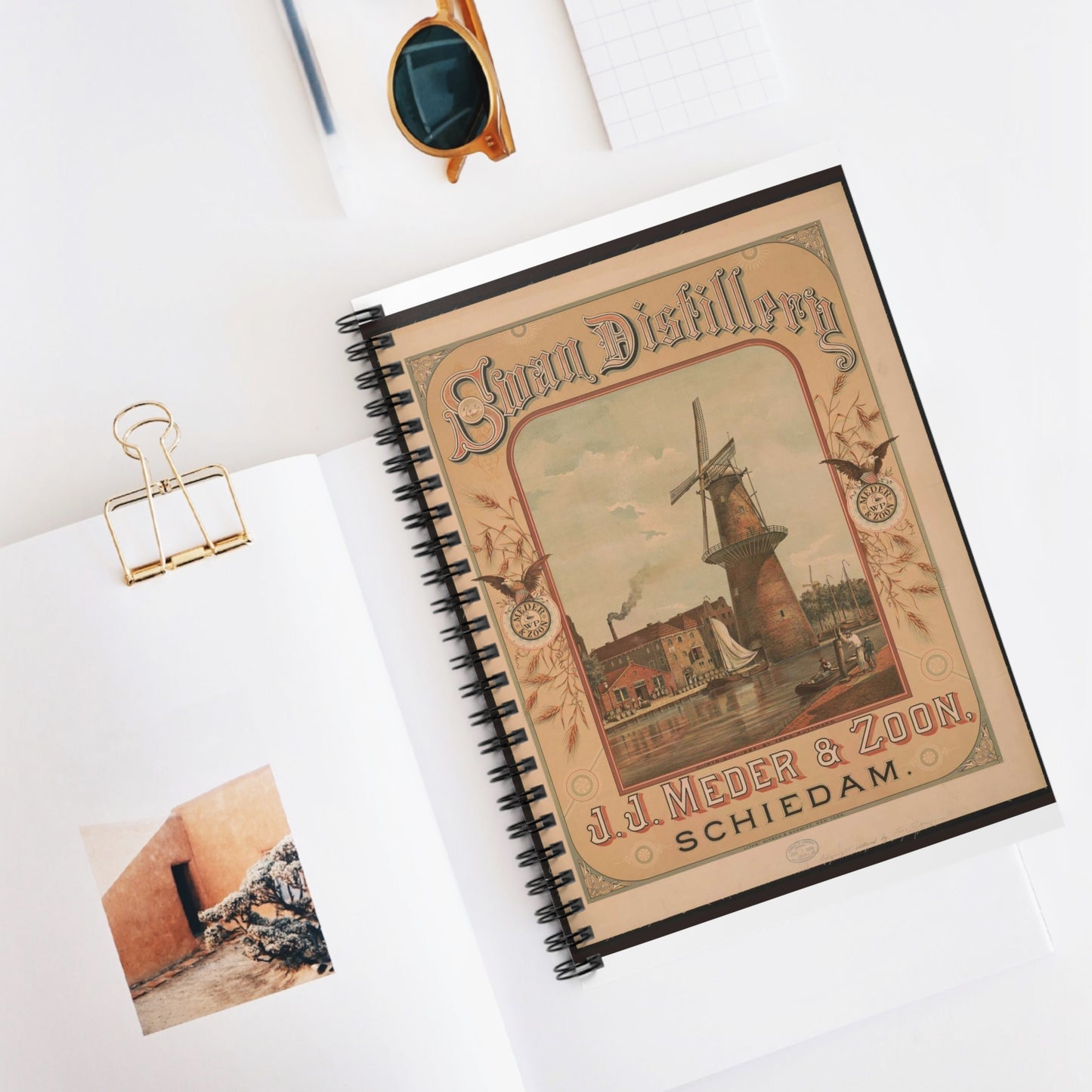 Swan Distillery, J.J. Meder & Zoon, Schiedam Spiral Bound Ruled Notebook with Printed Cover