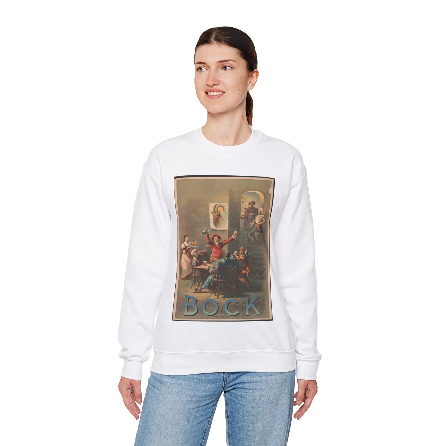 Bock, "Auerbach's keller" - Print, Library of Congress collection White Heavy Blend Adult Crew Neck SweatShirt