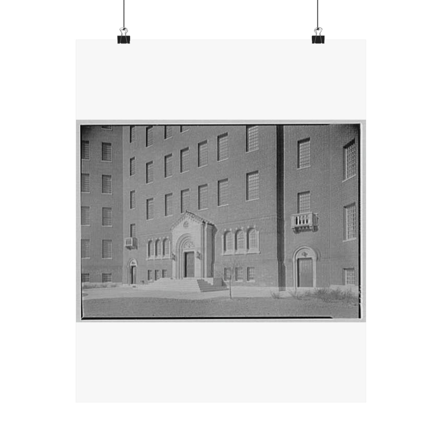 Pilgrim State Hospital, Brentwood, Long Island. Building no. 81, entrance section High Quality Matte Wall Art Poster for Home, Office, Classroom