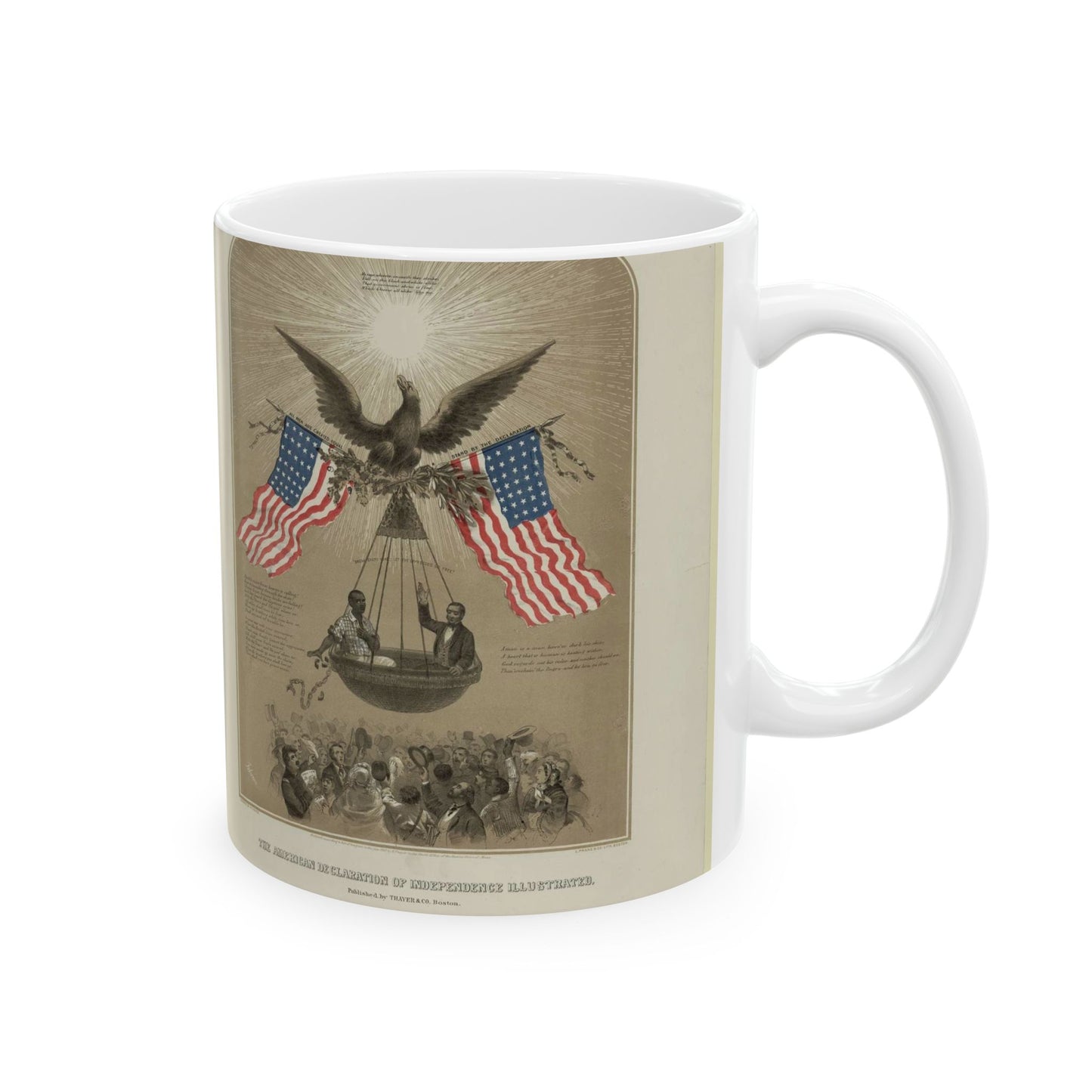 The American Declaration of Independence illustrated / Fabronious ; designed by R. Thayer ; L. Prang & Co. Lith., Boston. Beautiful Novelty Ceramic Coffee Mug 11oz