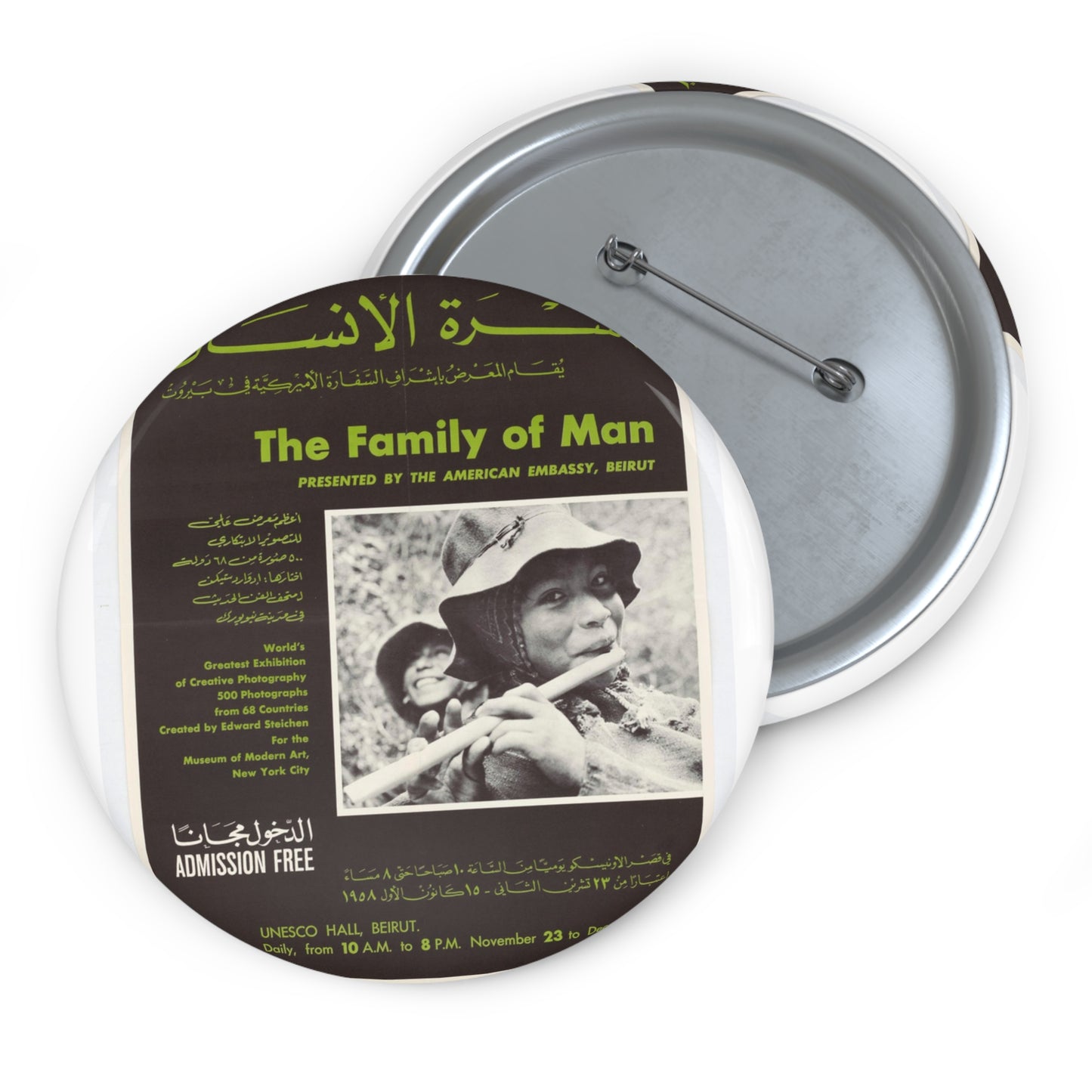 Poster: The Family of Man - Public domain portrait print Pin Buttons with Crisp Design