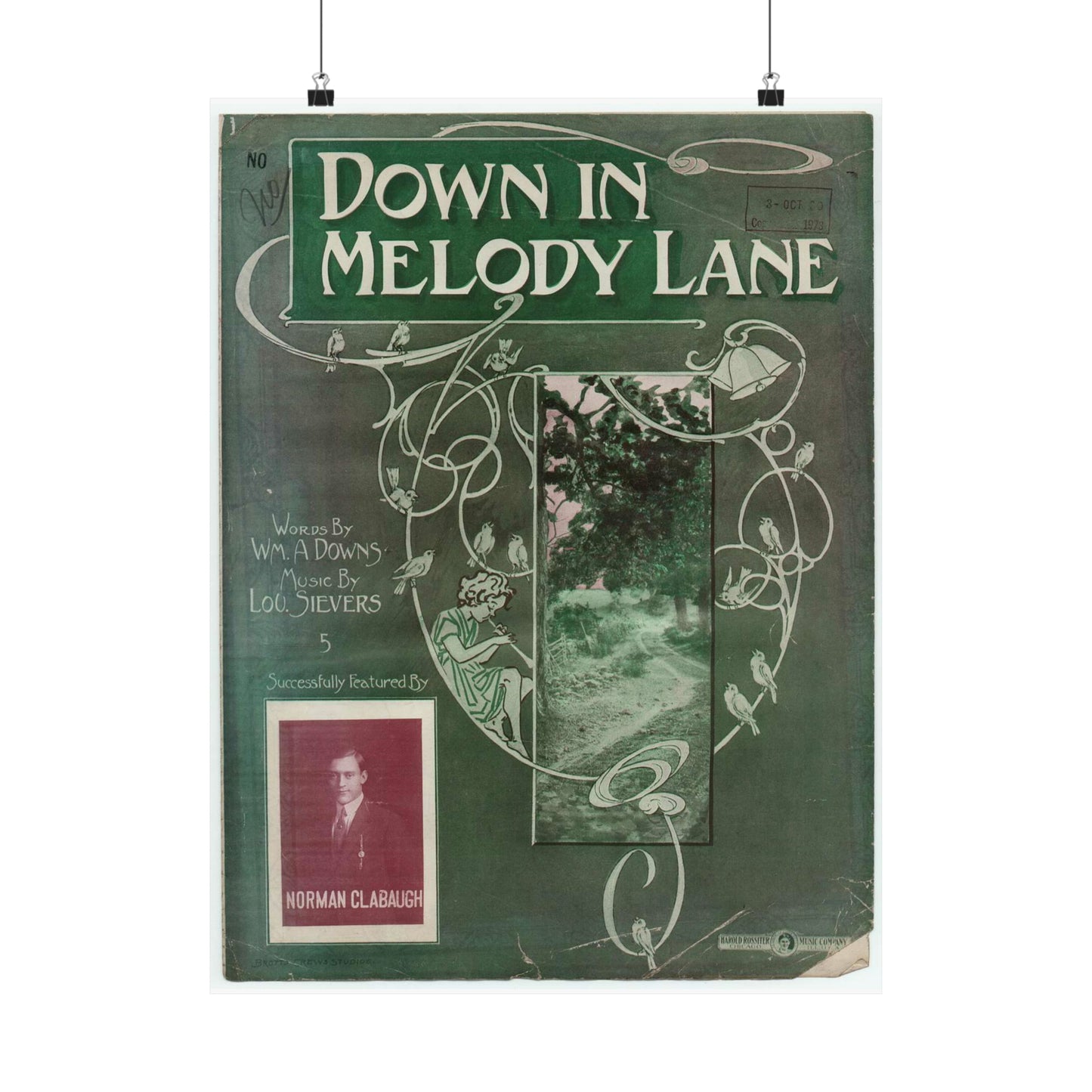 Down in melody lane - Public domain American sheet music High Quality Matte Wall Art Poster for Home, Office, Classroom