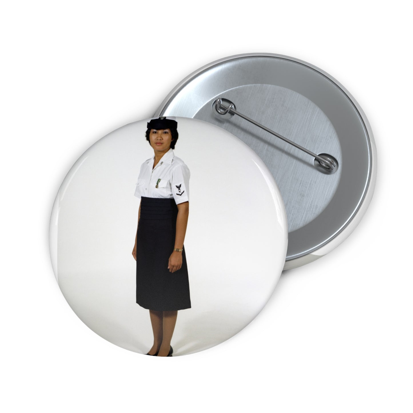 Uniform: Tropical dinner dress blue, Navy enlisted women, ranks E-1 through E-6 Pin Buttons with Crisp Design