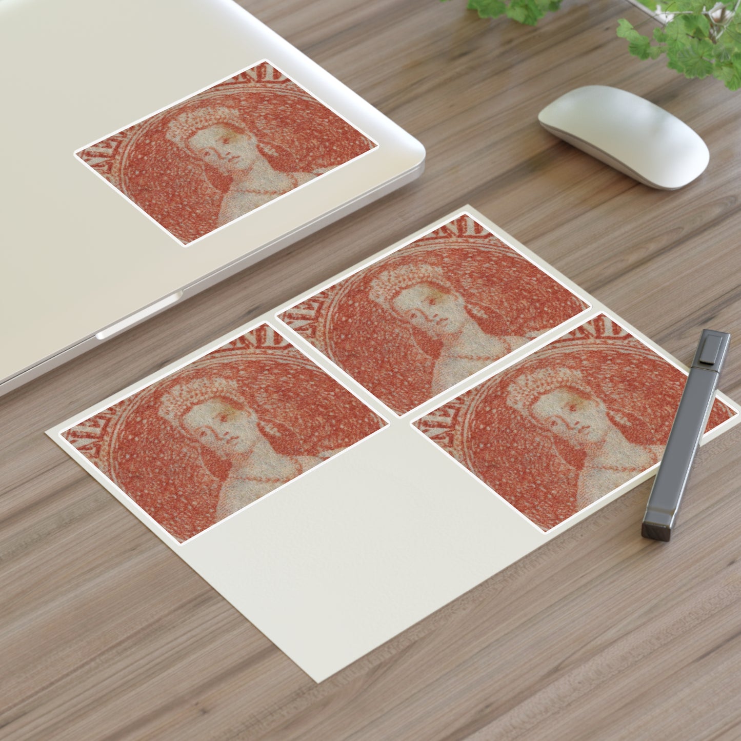 Issued one penny 'Full-Face Queen' [Chalon Head] definitive stamp Laminated UV Protective Vinyl Stickers