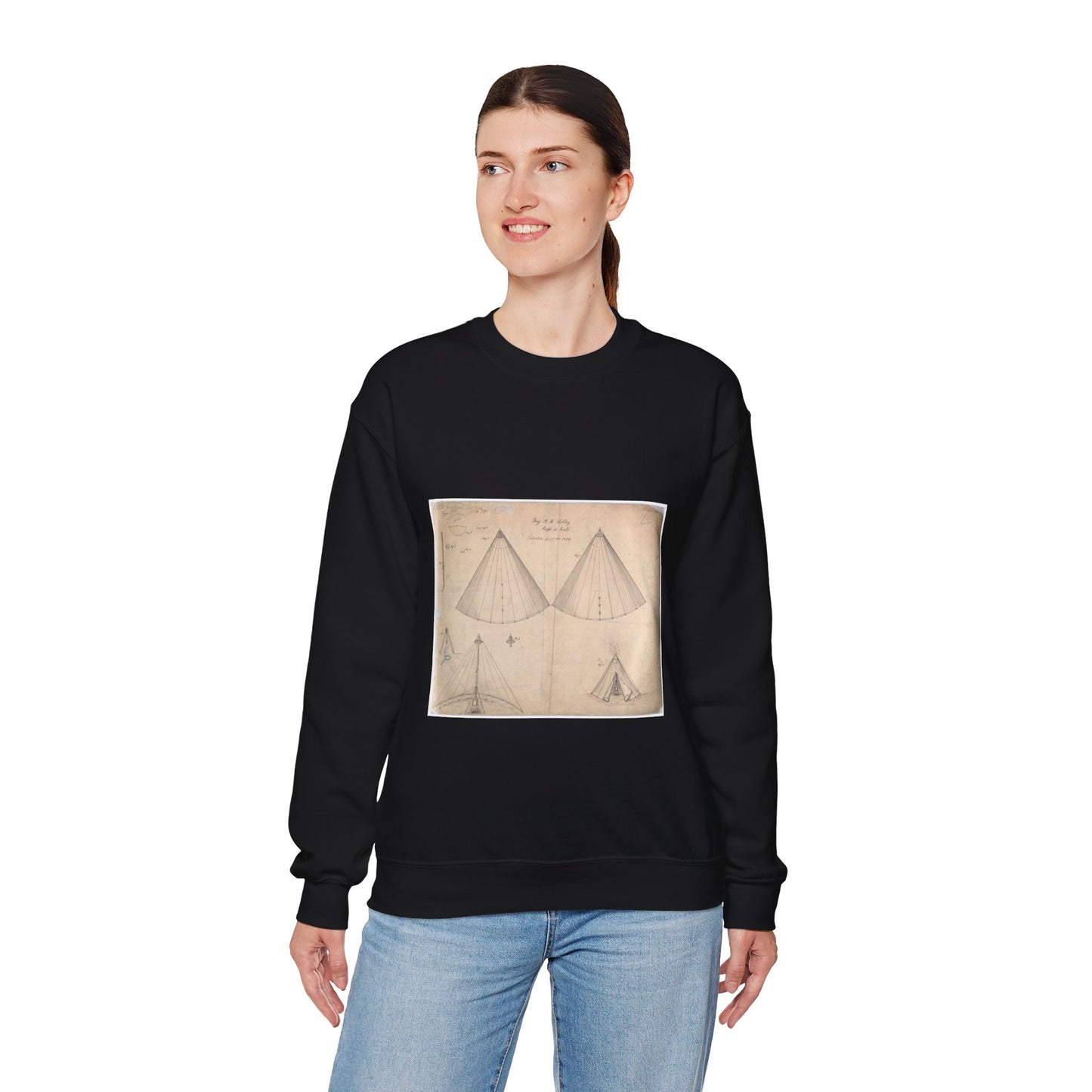Patent drawing - Drawing of Improvement in Tents Public domain  image Black Heavy Blend Adult Crew Neck SweatShirt