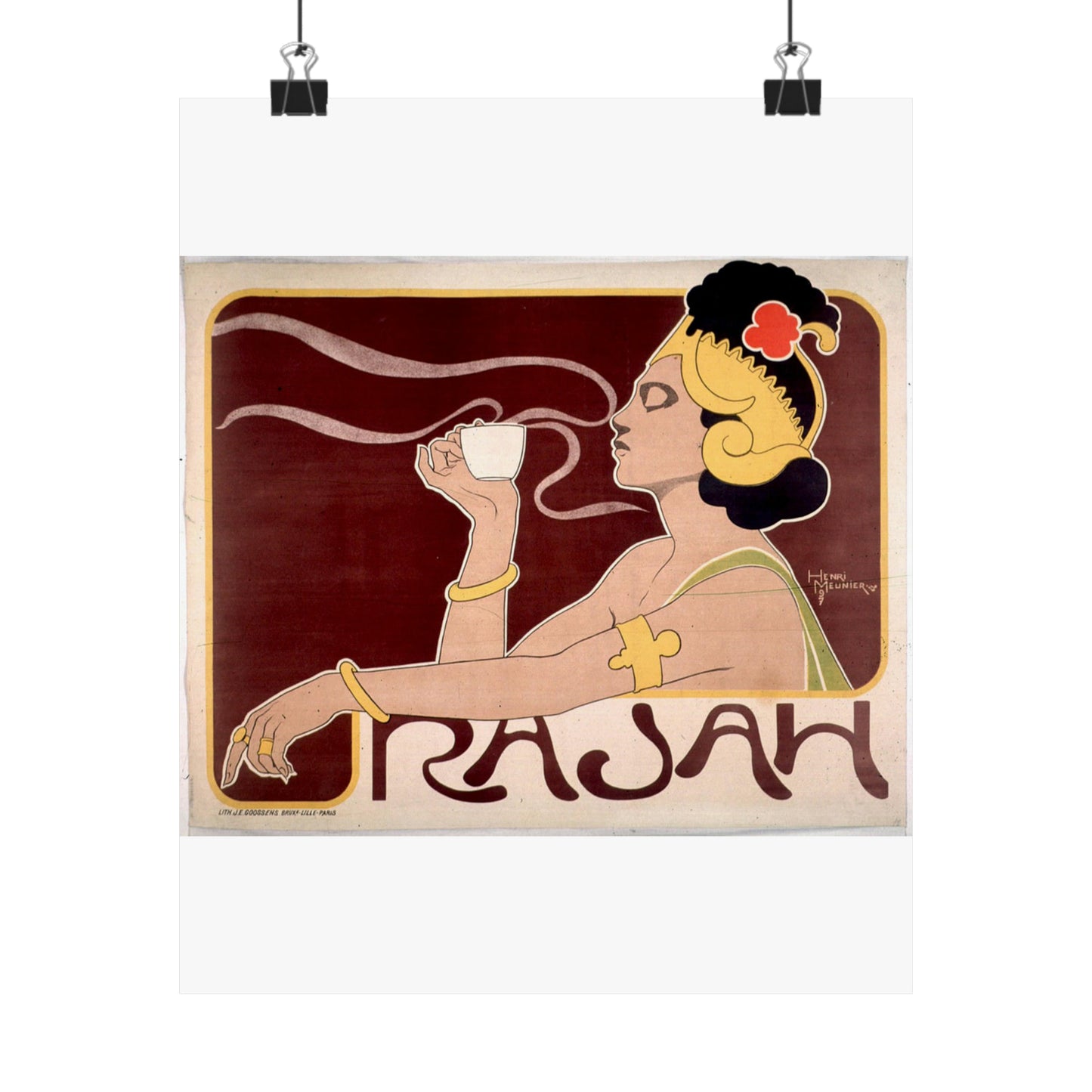 Poster - Rajah, Art Nouveau Poster - Public domain lithograph High Quality Matte Wall Art Poster for Home, Office, Classroom