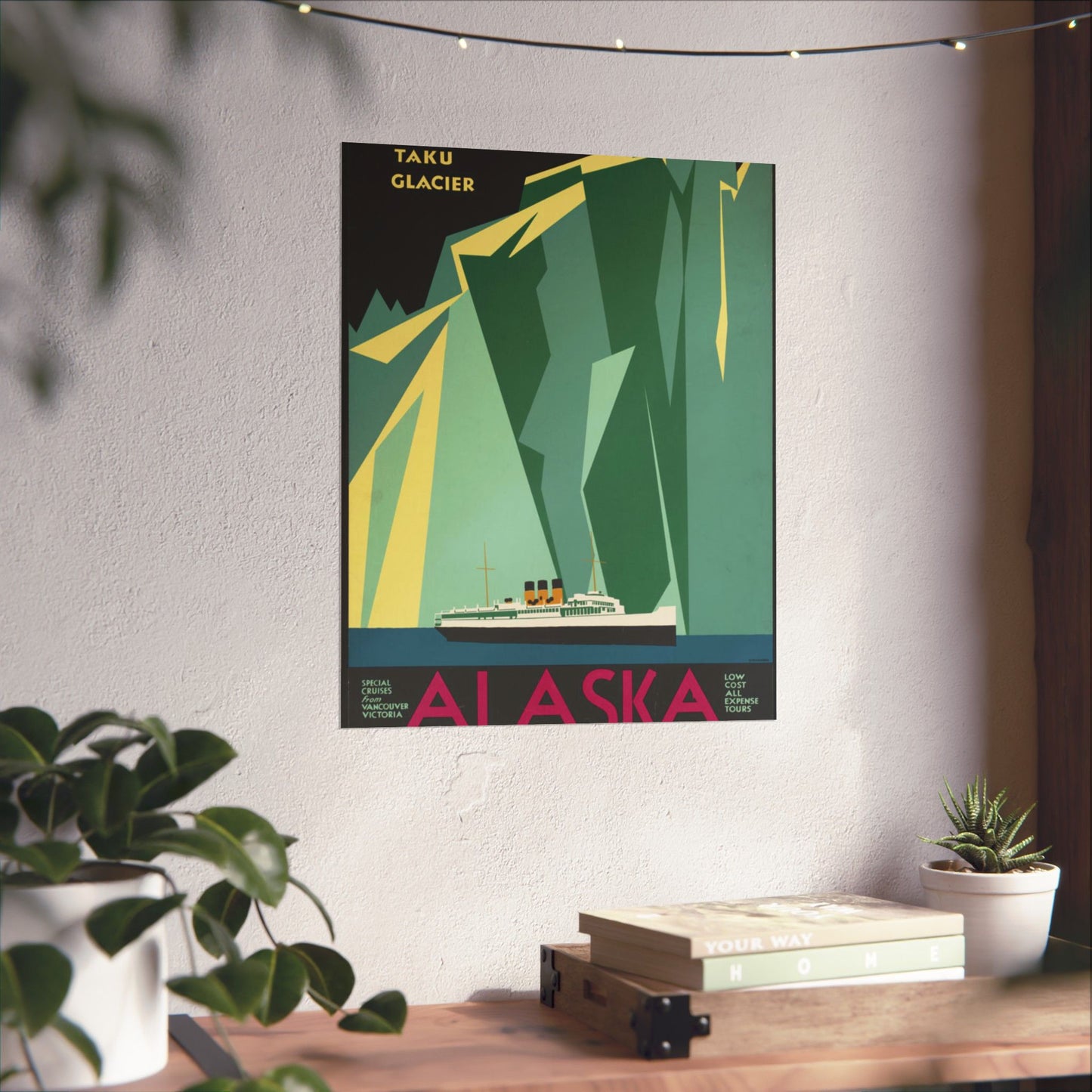 Alaska. Vintage Travel Poster., Art Deco Poster High Quality Matte Wall Art Poster for Home, Office, Classroom