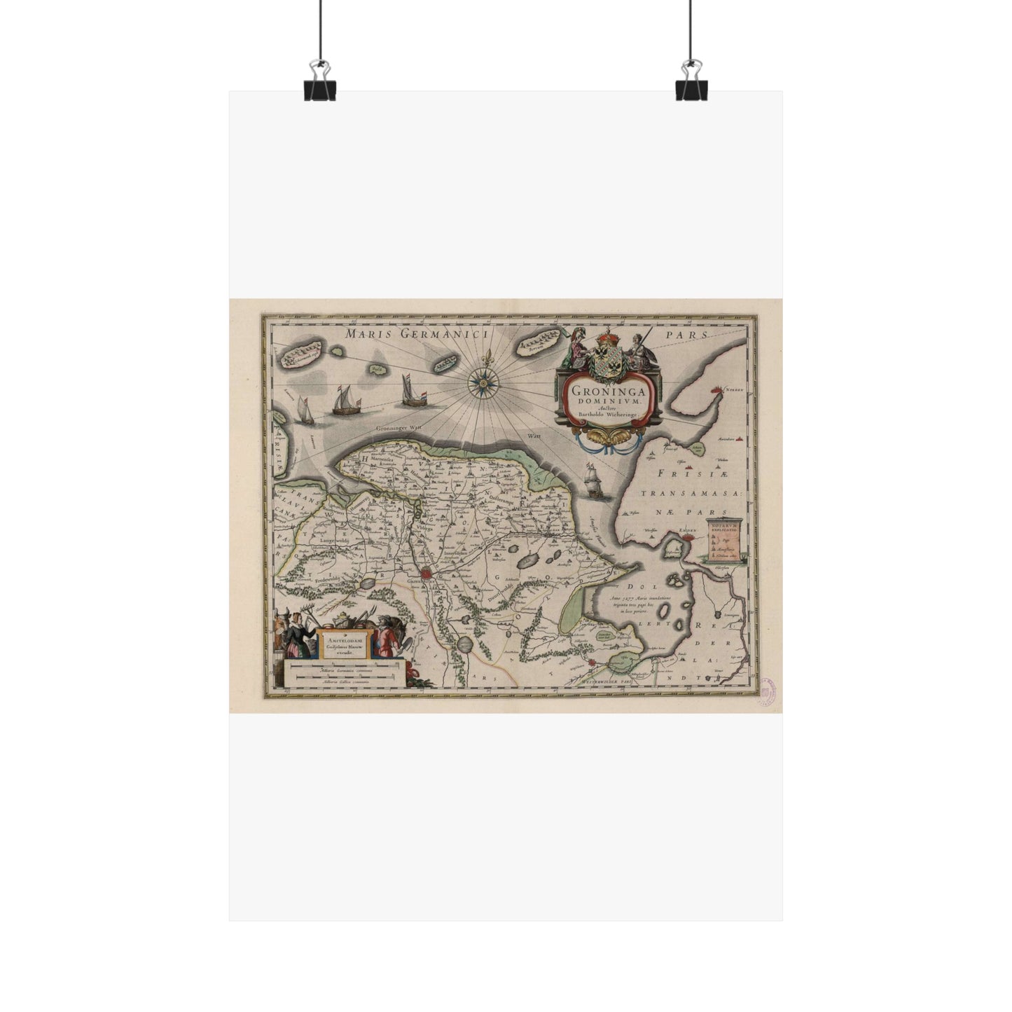 Blaeu 1645 - Groninga Dominium (2nd) High Quality Matte Wall Art Poster for Home, Office, Classroom