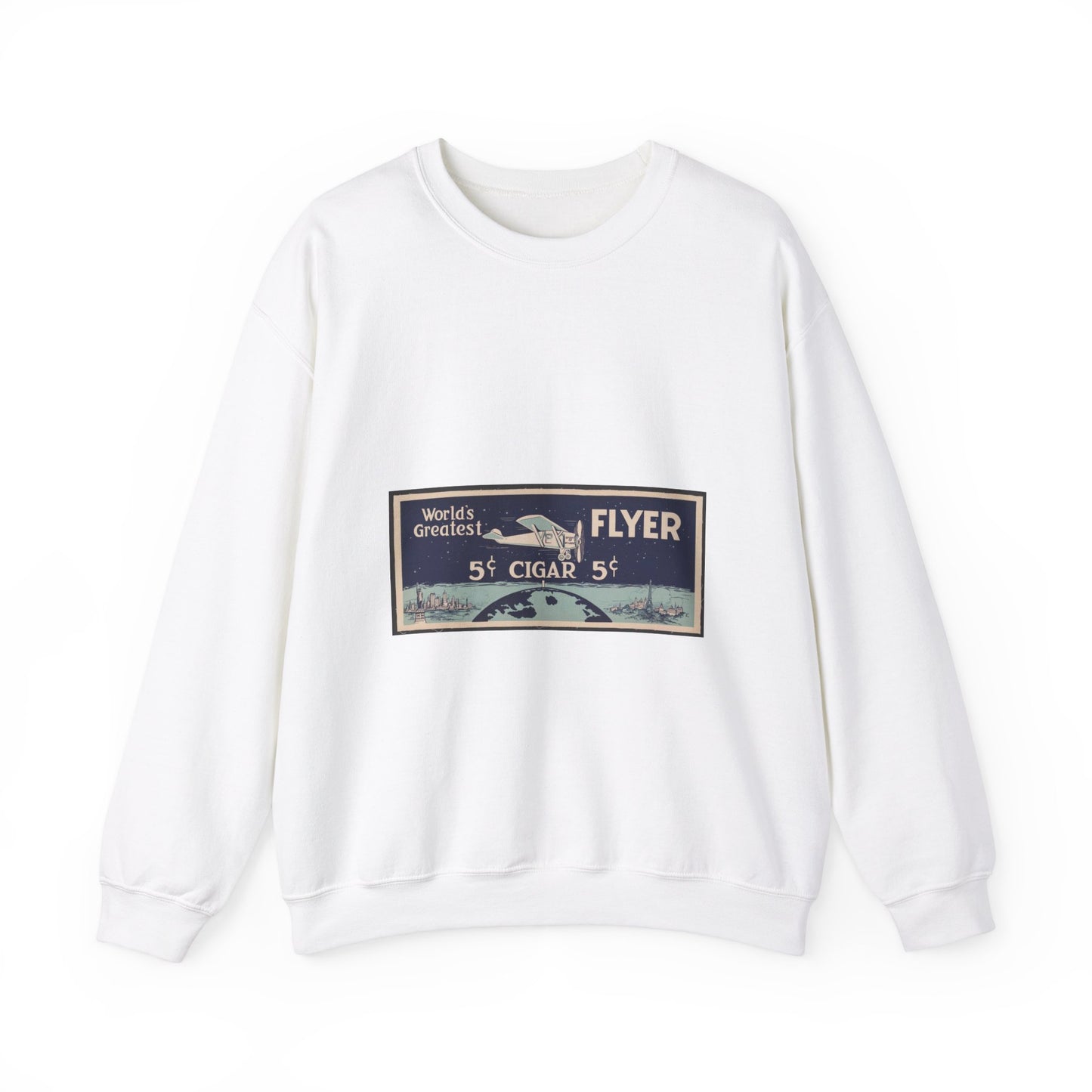 World's greatest flyer... 5 cent Cigar White Heavy Blend Adult Crew Neck SweatShirt