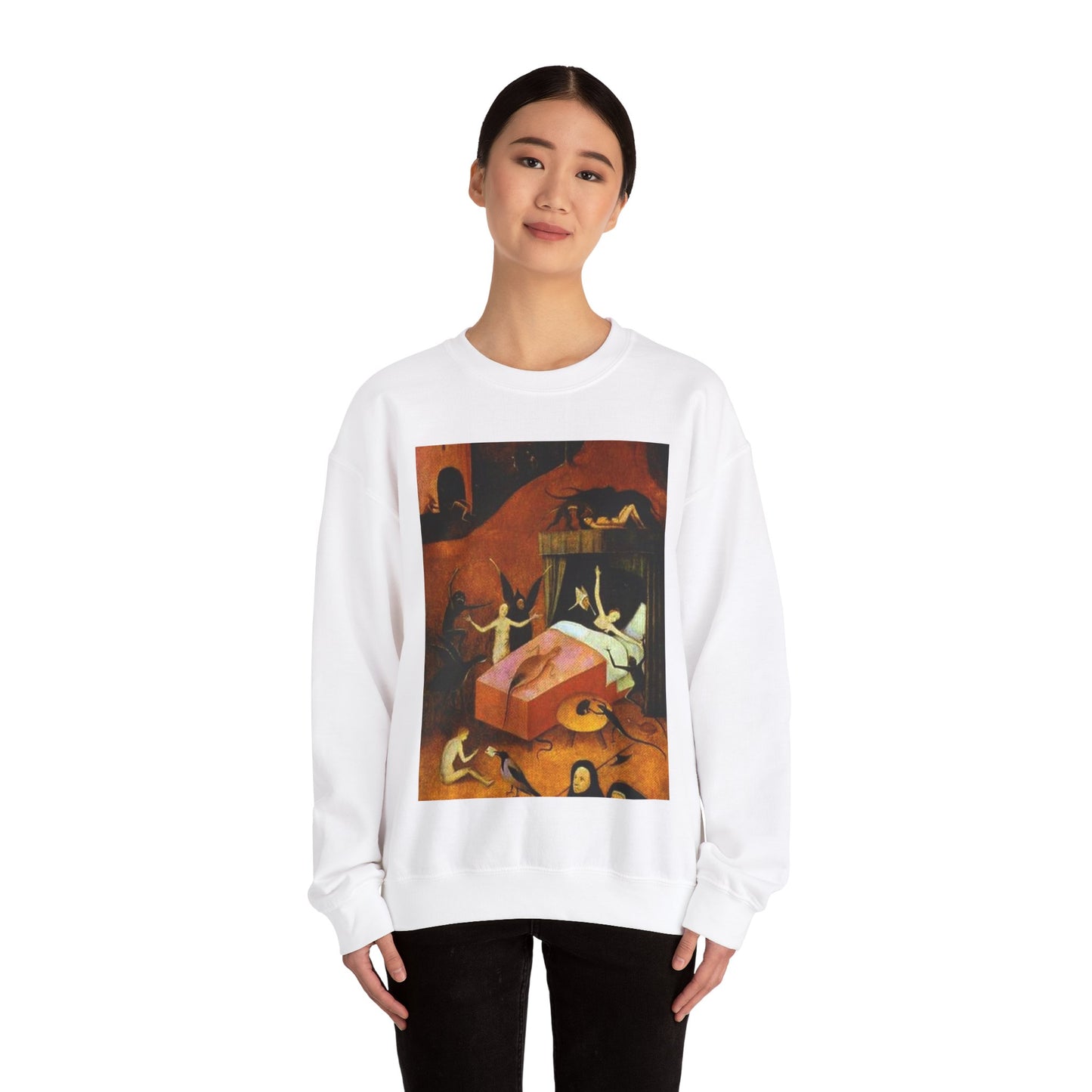 BoschDeathOfTheReprobate - Drawing. Public domain image. White Heavy Blend Adult Crew Neck SweatShirt