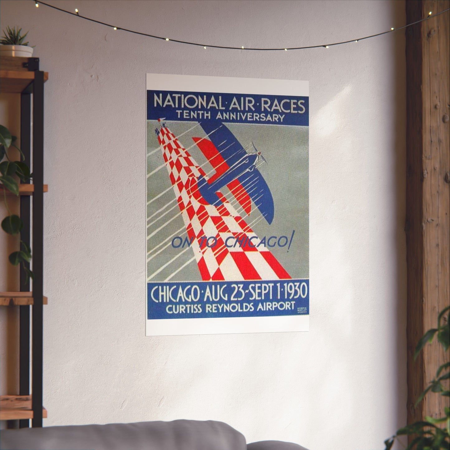 1930 National Air Race poster - Art Deco public domain image High Quality Matte Wall Art Poster for Home, Office, Classroom