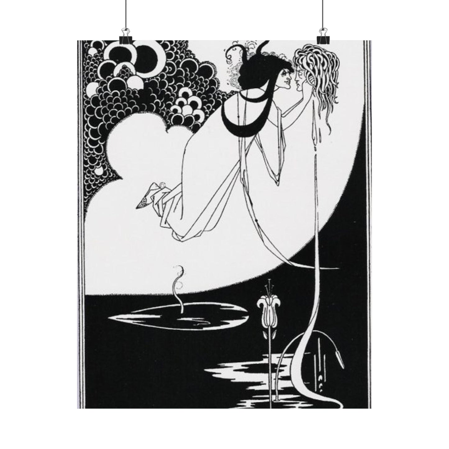 Beardsley apotheose - A black and white drawing of a woman in a dress High Quality Matte Wall Art Poster for Home, Office, Classroom