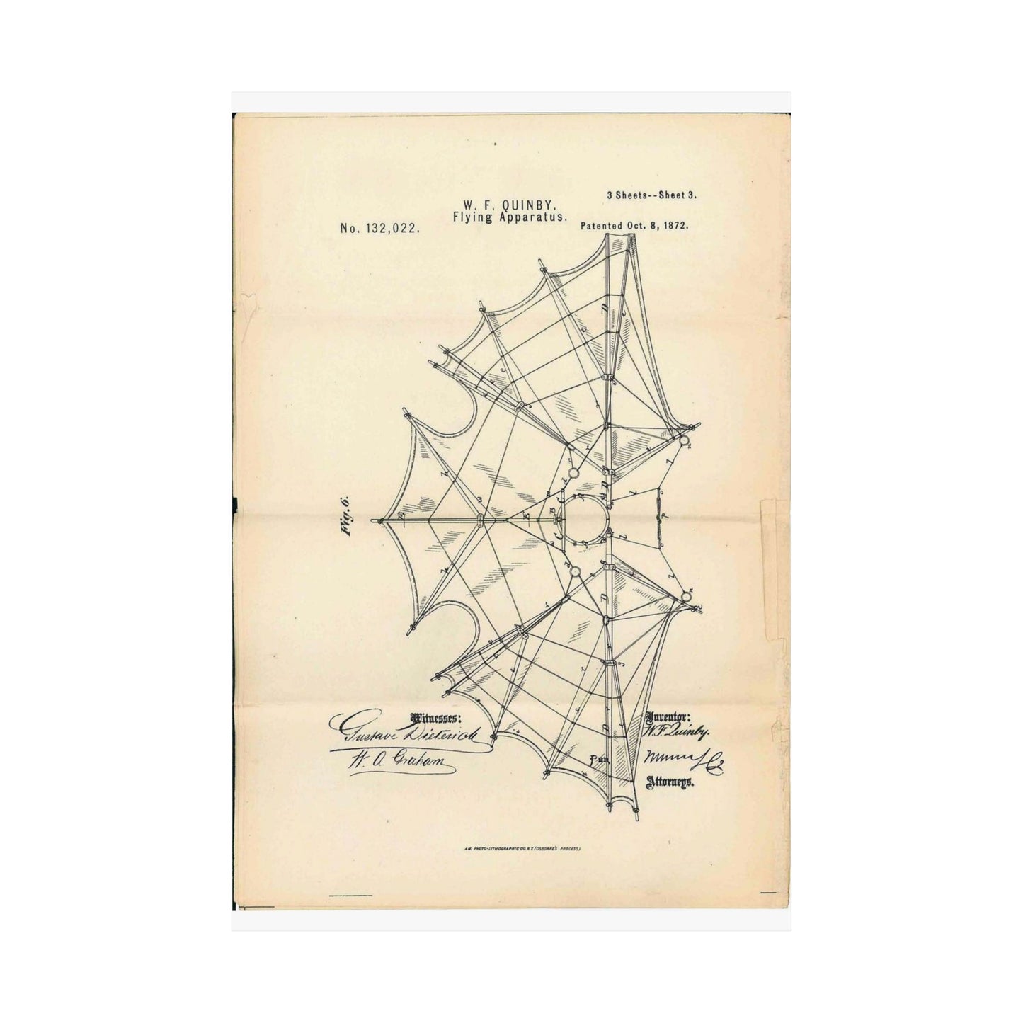 Patent Case File No. 132,022, Flying Apparatus, Inventor- Watson F. Quinby - DPLA - 1408d735868117dc44f964123674e332 (page 32) High Quality Matte Wall Art Poster for Home, Office, Classroom