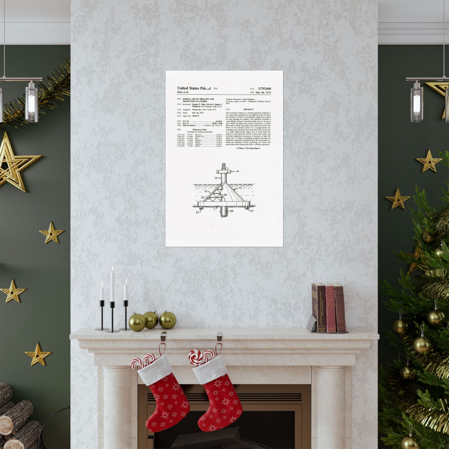 Patent Case File No. 3,793,840, Mobile Arctic Drilling and Production Platform, Inventor(s)- George E. Mott and James P. Wilbourn. - DPLA - 8f260bf2cd8926afbf4da017454f39b3 (page 6) High Quality Matte Wall Art Poster for Home, Office, Classroom