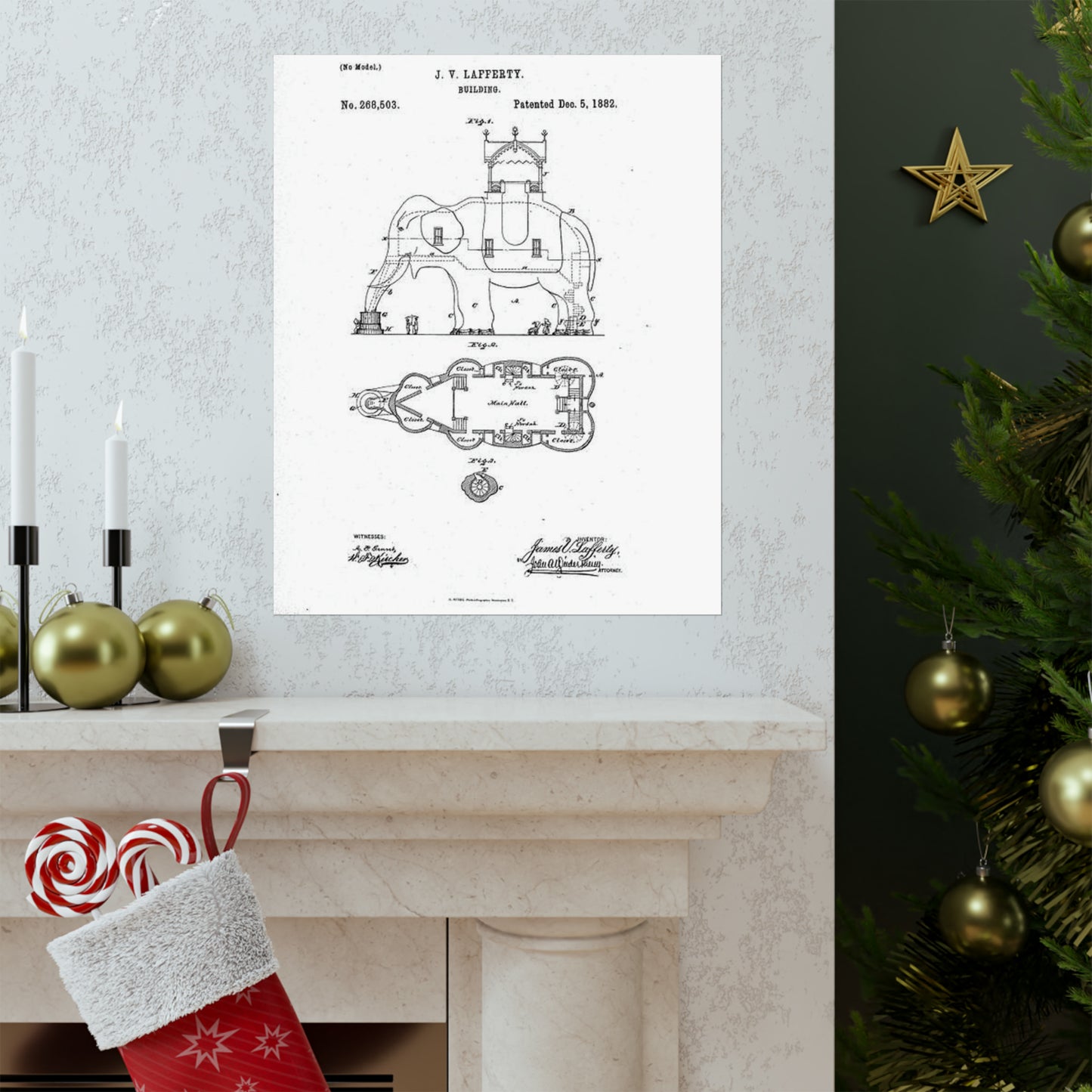 Patent Drawing of Engine - Lucy-USpatent268503 1882 Public domain  image High Quality Matte Wall Art Poster for Home, Office, Classroom