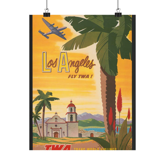 Los Angeles - fly TWA! Bob Smith High Quality Matte Wall Art Poster for Home, Office, Classroom