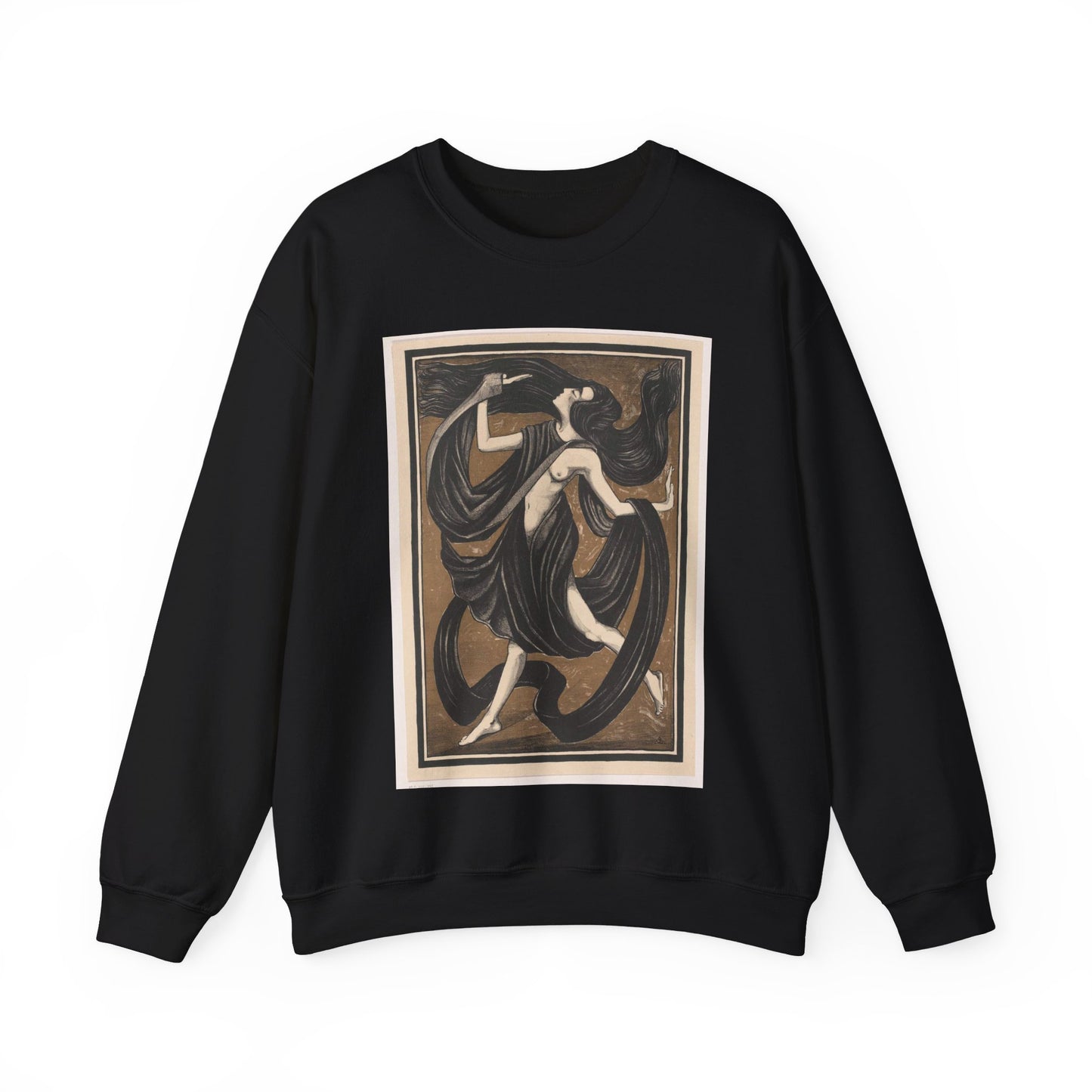 Danseres met draperieën - Drawing. Public domain image. Black Heavy Blend Adult Crew Neck SweatShirt