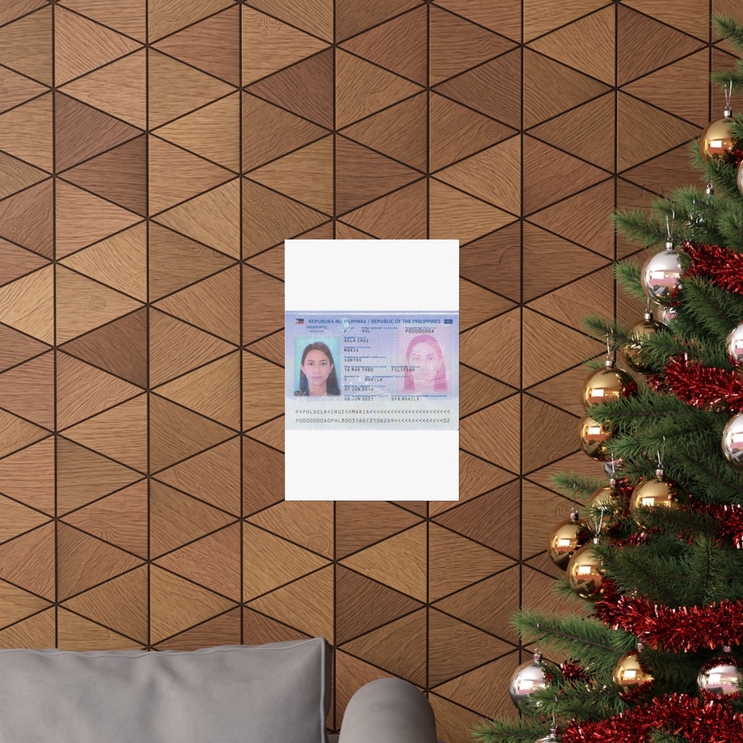 Philippine passport (2016 edition) data page (cropped) High Quality Matte Wall Art Poster for Home, Office, Classroom
