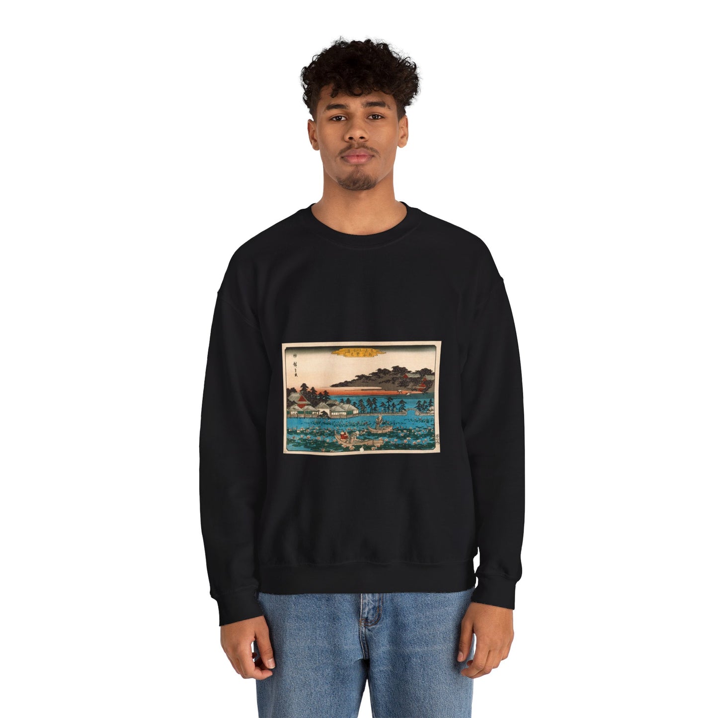 Shinobazu Pond at Ueno LACMA M.71.100.23 Black Heavy Blend Adult Crew Neck SweatShirt