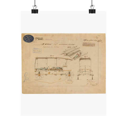 Patent drawing - Drawing of Improved Ambulance Carriage Public domain  image High Quality Matte Wall Art Poster for Home, Office, Classroom