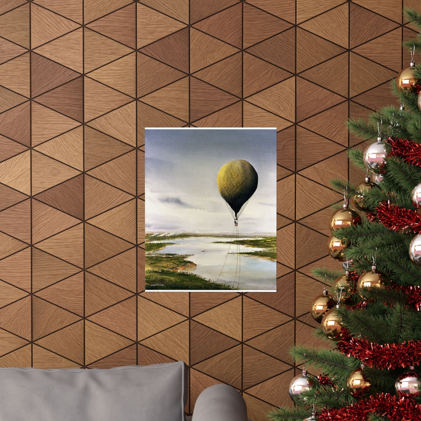 Artwork: "T.S.C. Lowe's Ballon Tethered at 1,000 Feet Above the York River in 1862". Artist: John McCoy High Quality Matte Wall Art Poster for Home, Office, Classroom