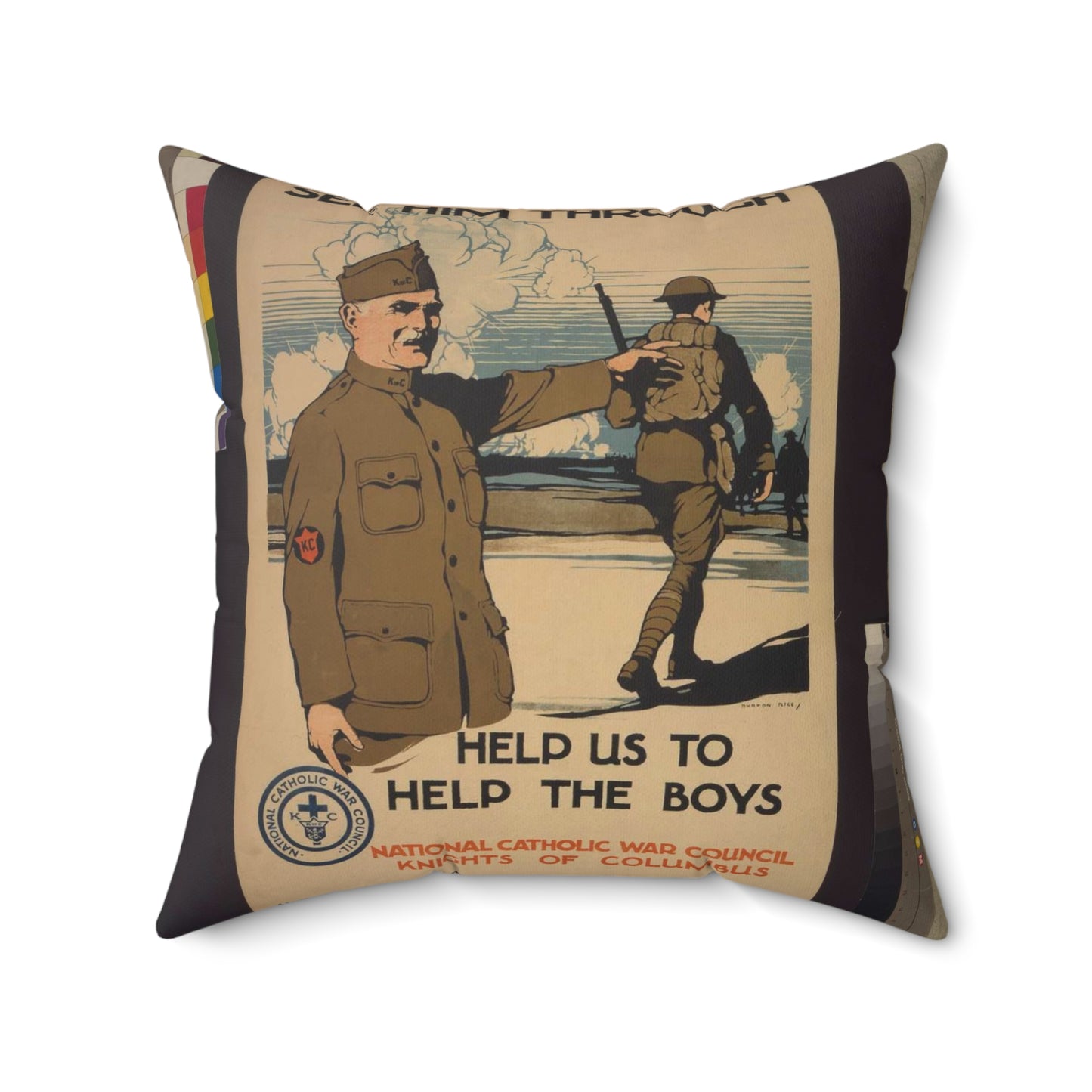 See him through--Help us to help the boys / Burton Rice ; American Lithographic Co., N.Y. Decorative Accent Square Pillow