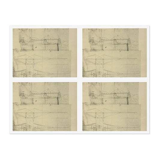 Patent drawing - Planche I et II du brevet n° 111.574 pris en France le 16 février 1876, par Penaud et Gauchot, pour «Un aéro-plane ou appareil aérien volant». Public domain  image Laminated UV Protective Vinyl Stickers