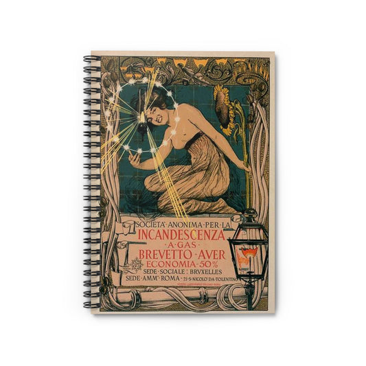 Affiche italienne pour l' "Incandescence par le Gaz, Système Auer" Spiral Bound Ruled Notebook with Printed Cover