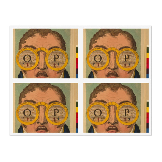 The OP spectacles / Cruikshank del., British Cartoon Print Laminated UV Protective Vinyl Stickers