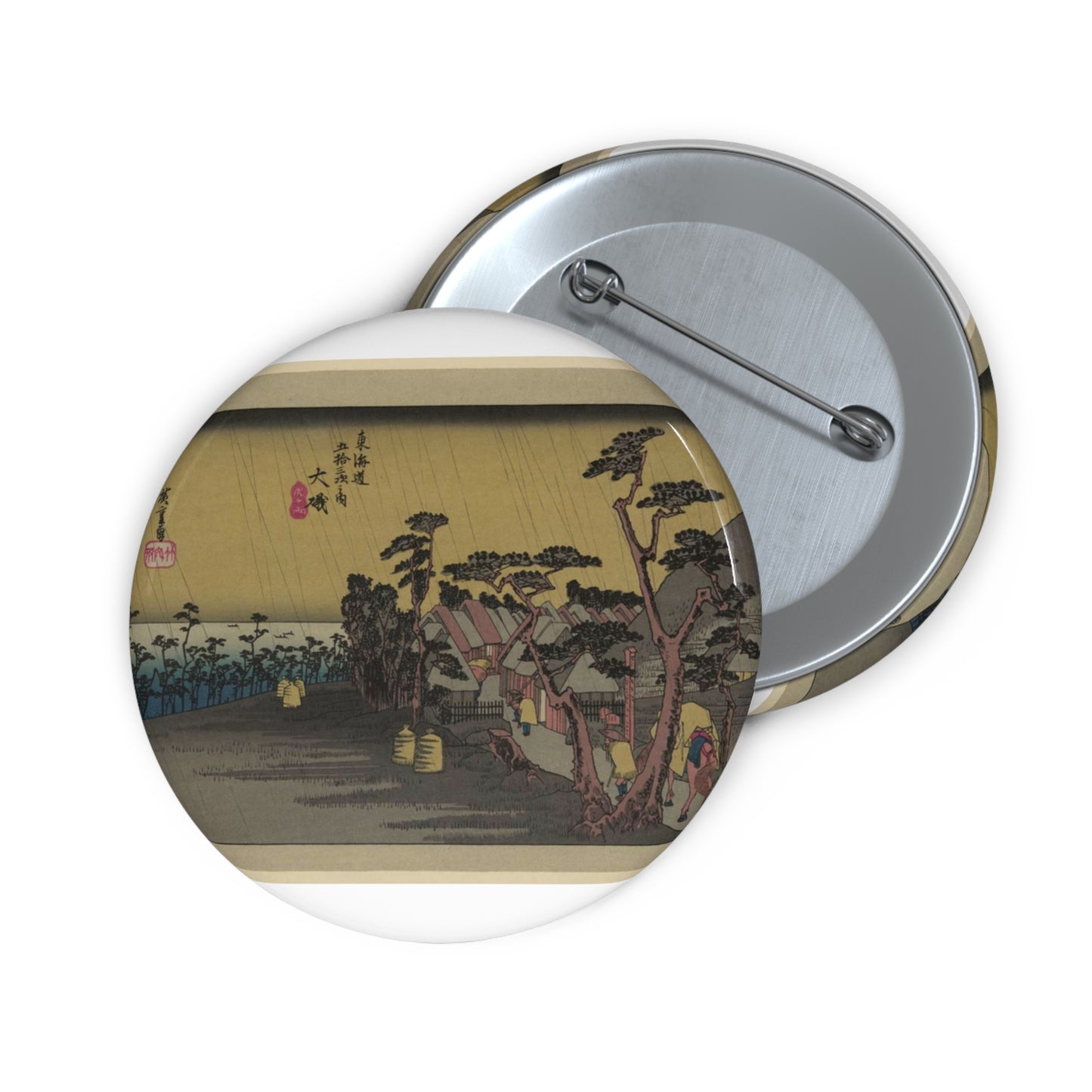 Utagawa Hiroshige - Oiso, Andō Hiroshige - Ukiyo e print Pin Buttons with Crisp Design