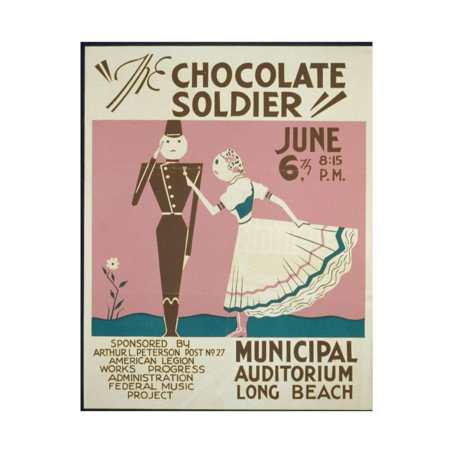 "The chocolate soldier" - WPA poster, Public domain, Library of Congress High Quality Matte Wall Art Poster for Home, Office, Classroom