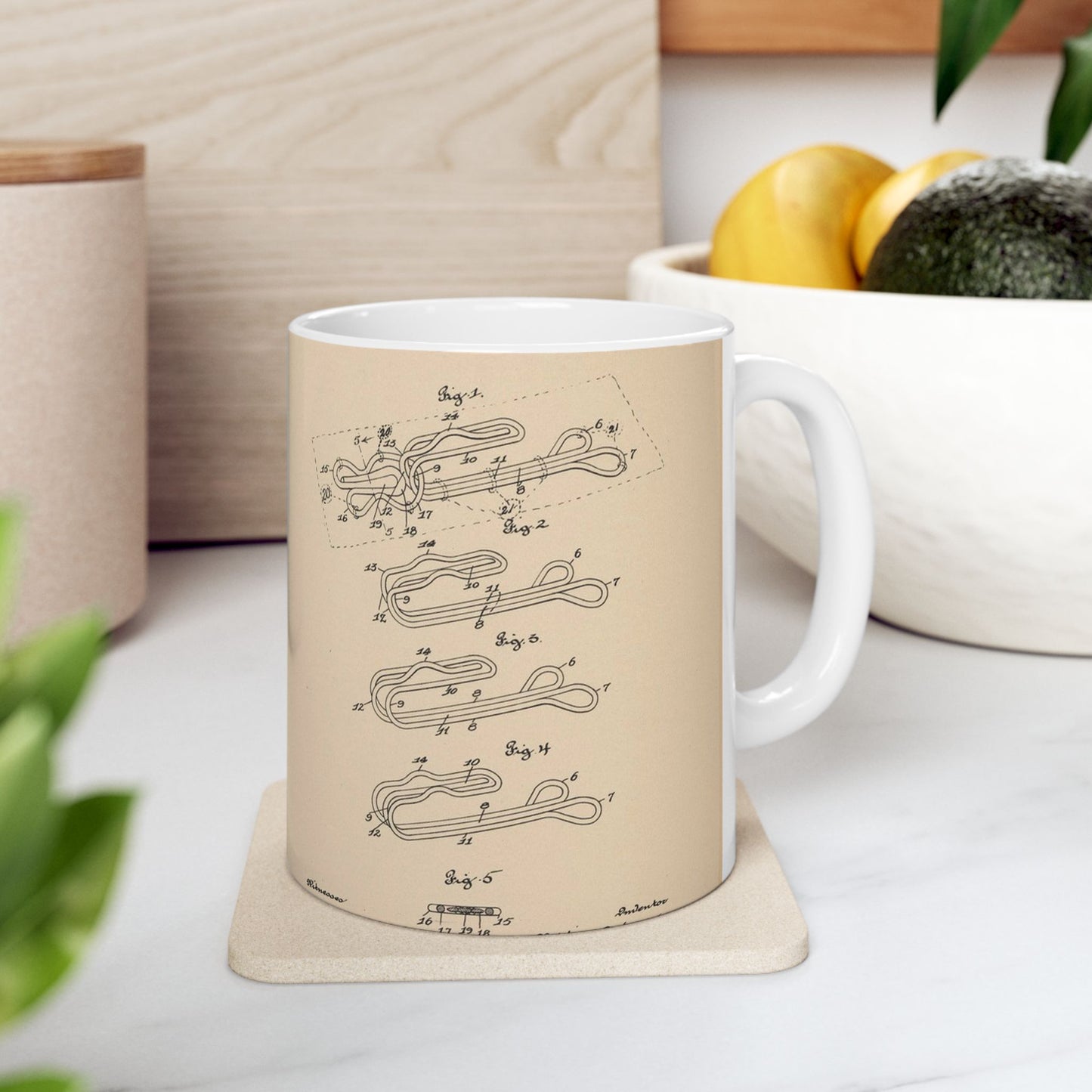 Patent drawing - for a Hook and Eye Fastener Public domain  image Beautiful Novelty Ceramic Coffee Mug 11oz