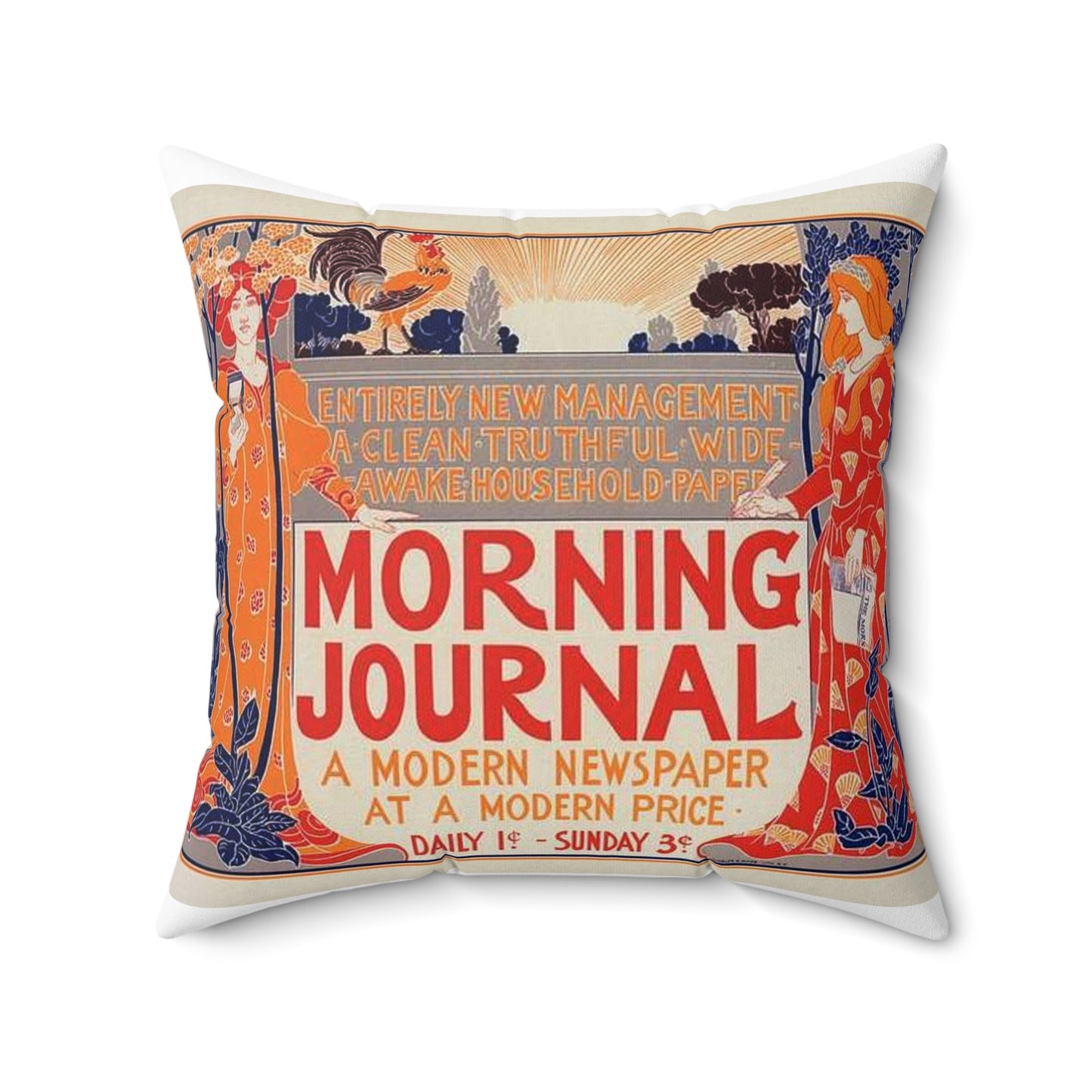 Louis Rhead - Affiche américaine pour le "Morning Journal". Decorative Accent Square Pillow