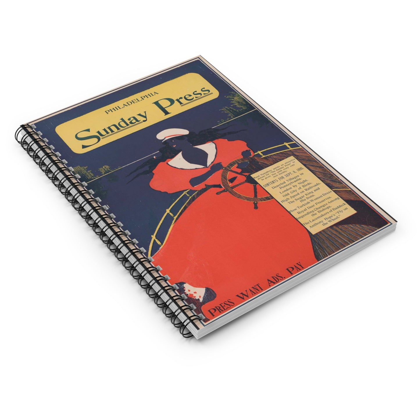 Contents for Sept. 8, 1895: Deserted villages in Pennsylvania.. Spiral Bound Ruled Notebook with Printed Cover