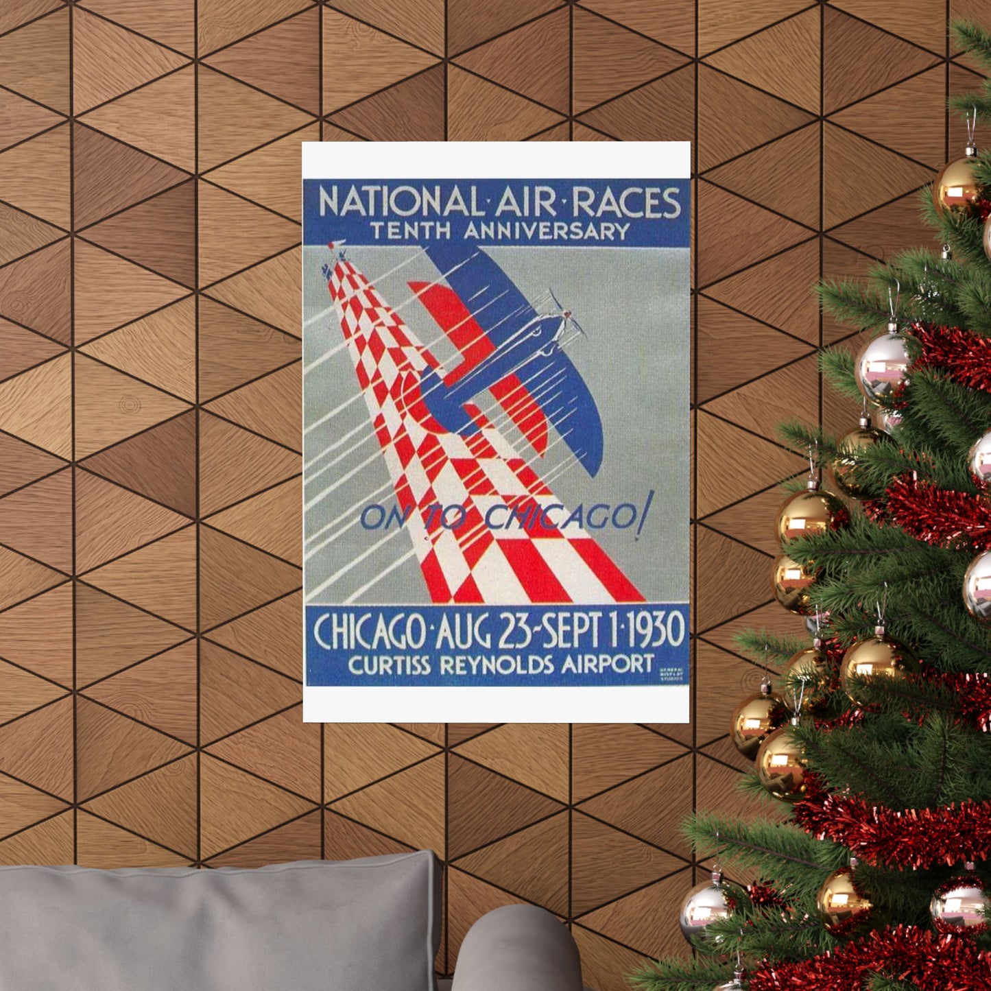 1930 National Air Race poster - Art Deco public domain image High Quality Matte Wall Art Poster for Home, Office, Classroom